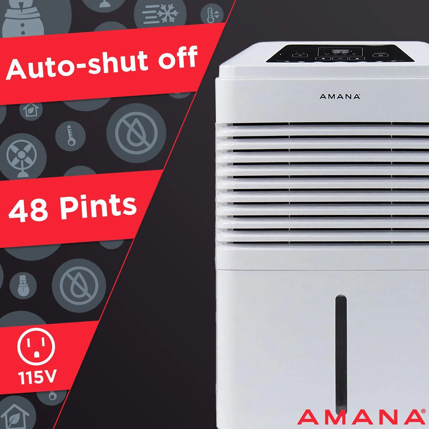 48 Pint Portable Dehumidifier with Adjustable Humidistat, Auto Shut-Off Indicator, and 24-Hour Timer - Image 10