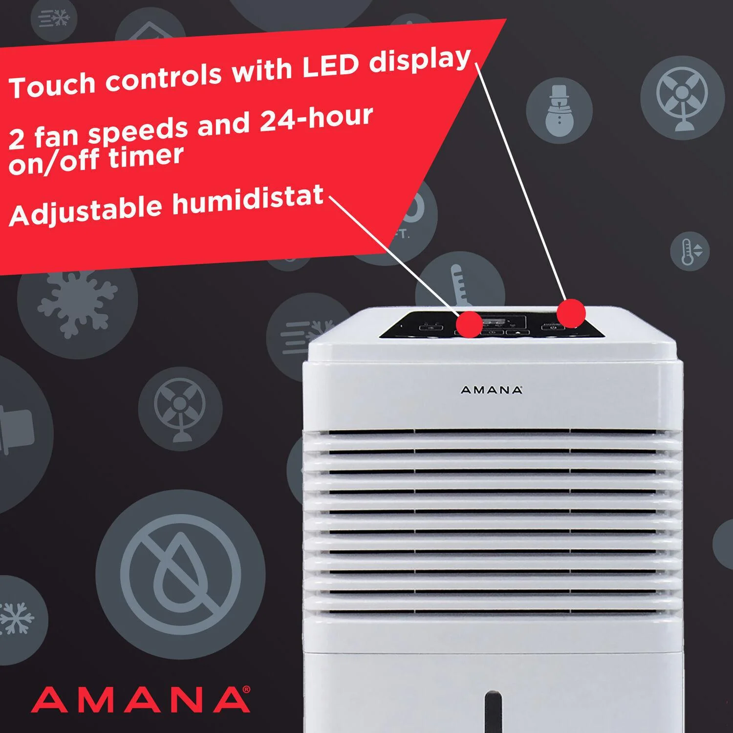 48 Pint Portable Dehumidifier with Adjustable Humidistat, Auto Shut-Off Indicator, and 24-Hour Timer - Image 8