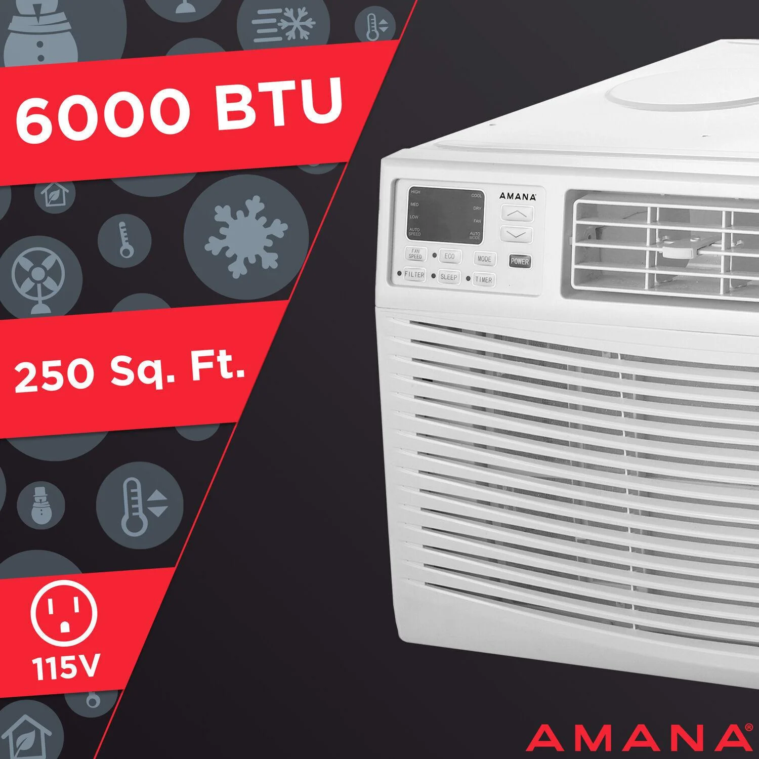 6,000 BTU 115V Window-Mounted Air Conditioner with Remote Control - Image 8