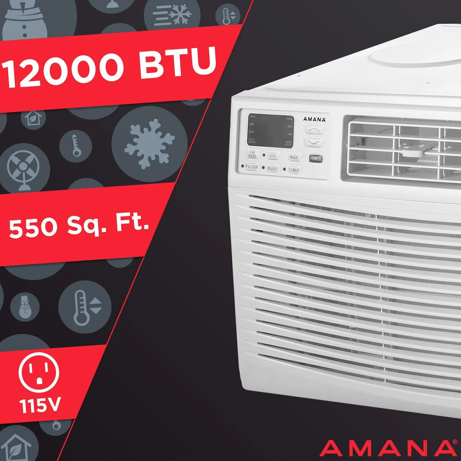 12,000 BTU 115V Window-Mounted Air Conditioner with Remote Control - Image 3