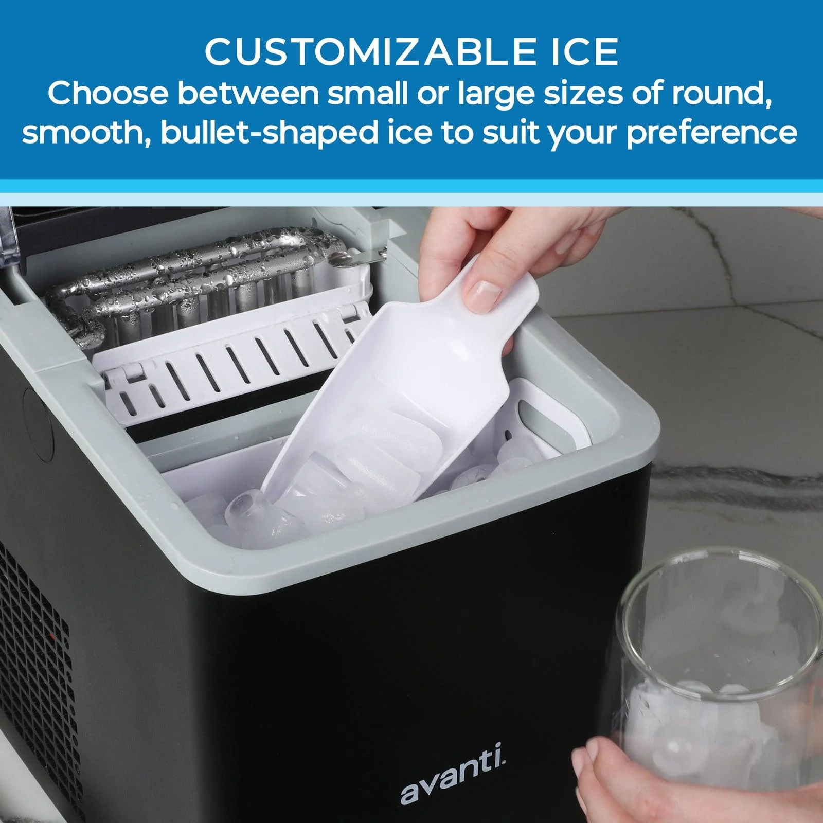 AVIM2625BK Avanti Mighty Ice Countertop Bullet Ice Maker - Image 6
