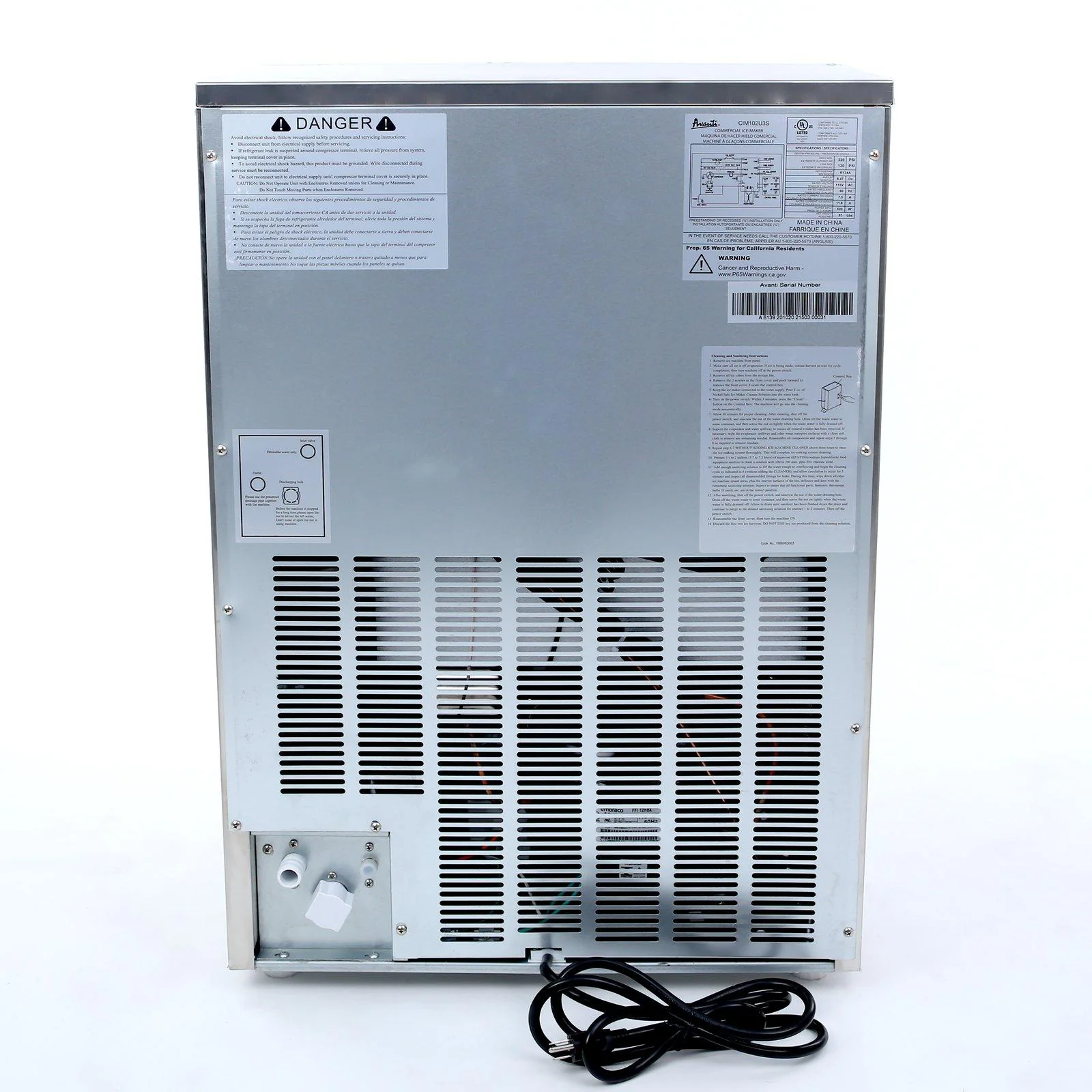CIM102U3S Avanti Commercial Ice Maker - Stainless Steel / 102 lbs - Image 6