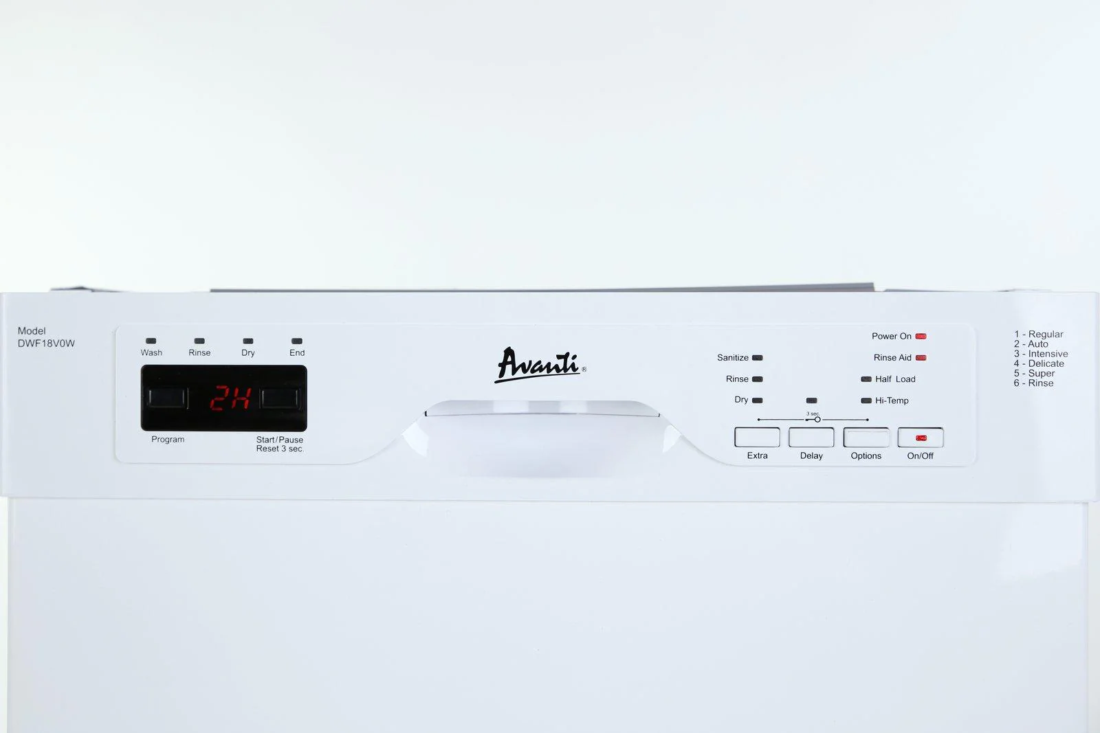 DWF18V0W Avanti 18" Built In Dishwasher - White - Image 6