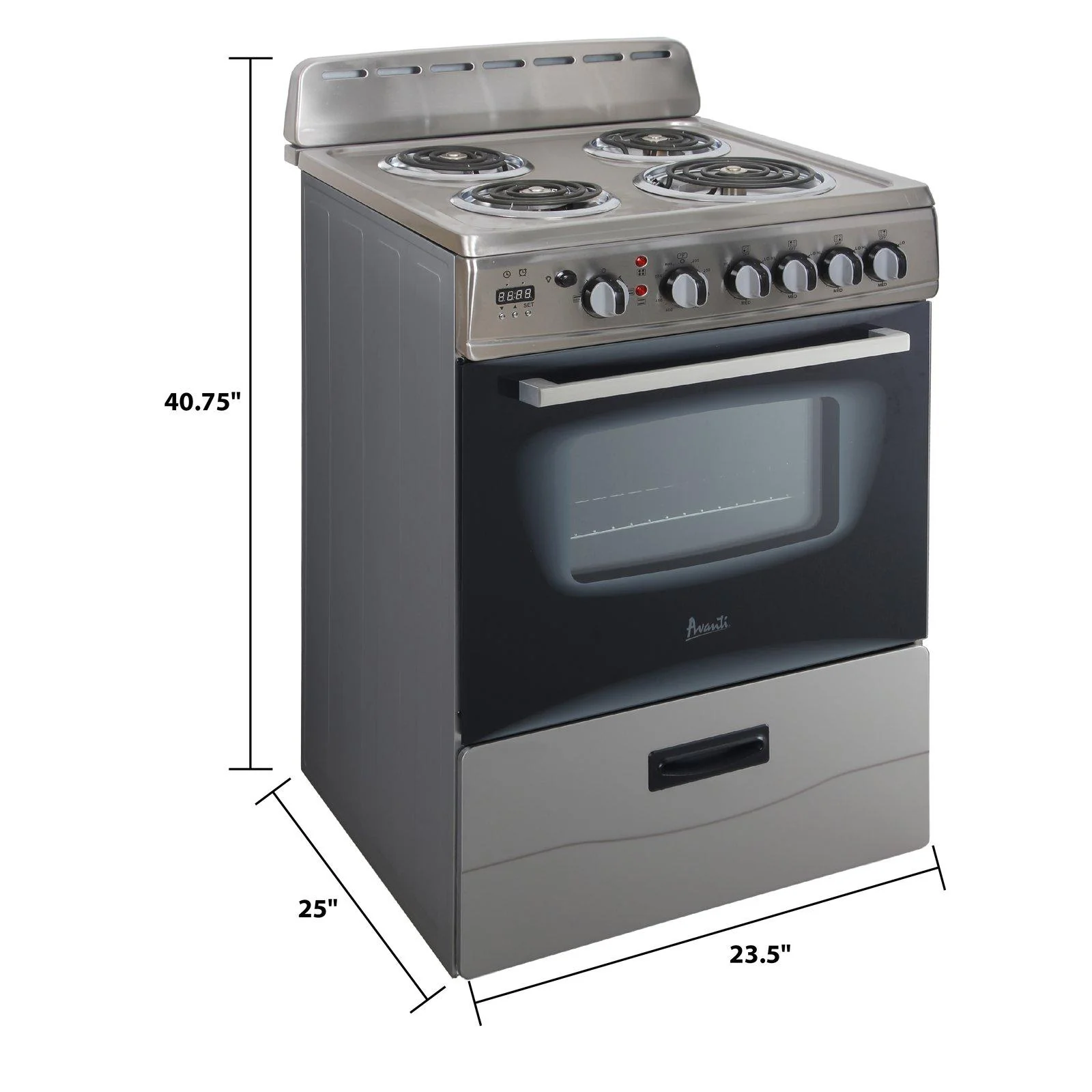 ERU240P3S Avanti 24" Electric Range Oven with Framed Glass Door - Stainless Steel - Image 11