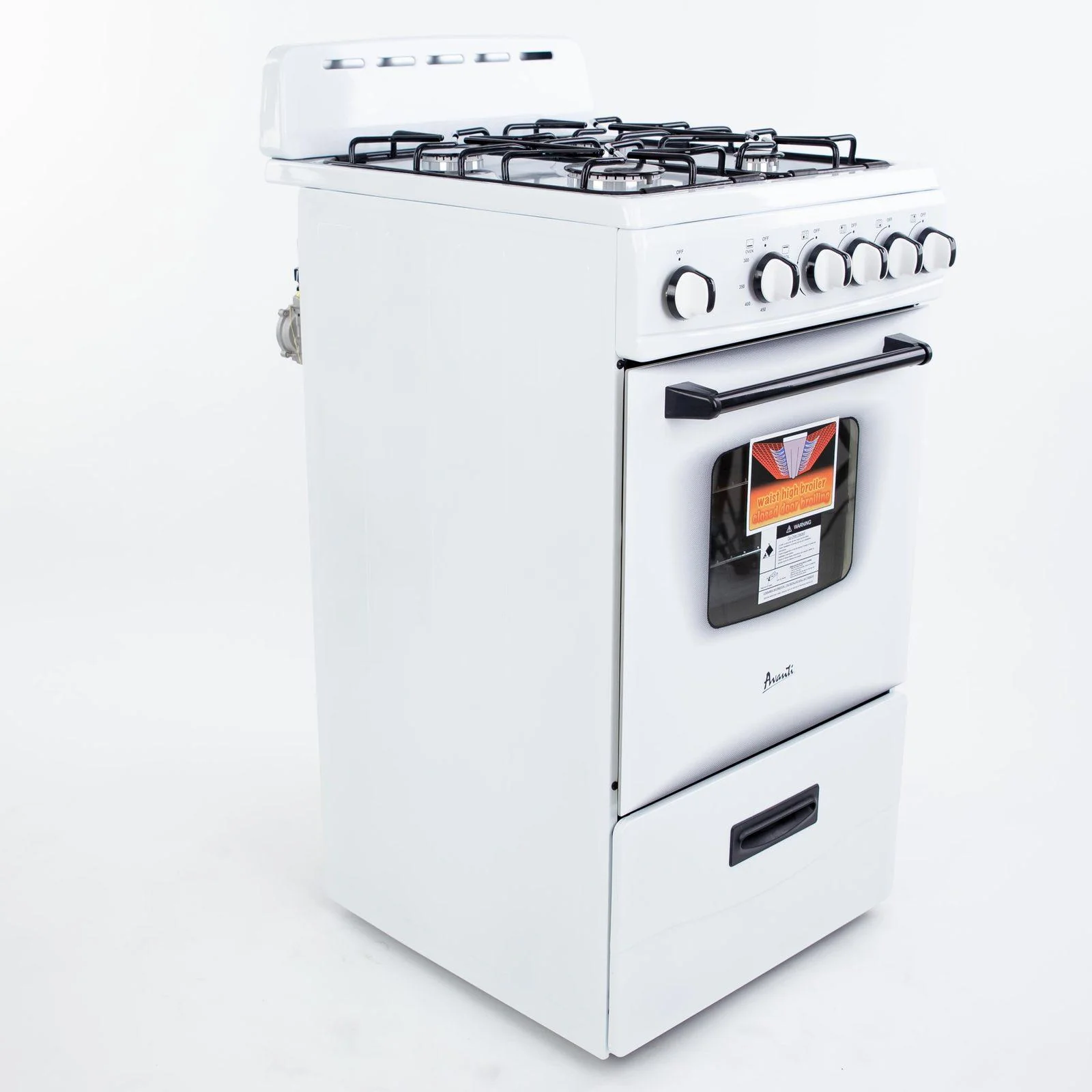 GR2011CW Avanti 20" Compact Gas Range Oven - White - Image 2