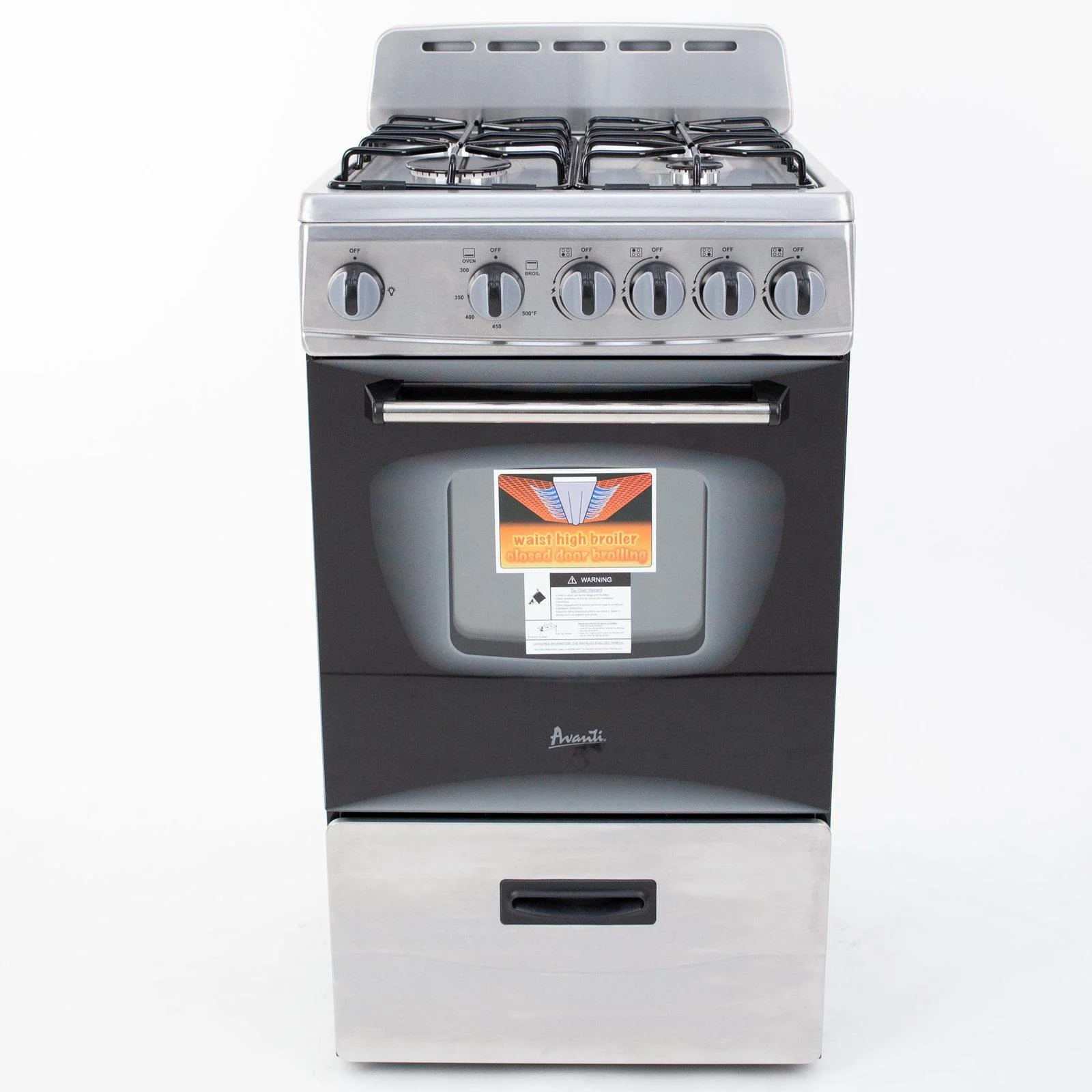 GR2011CW Avanti 20" Compact Gas Range Oven - White - Image 6