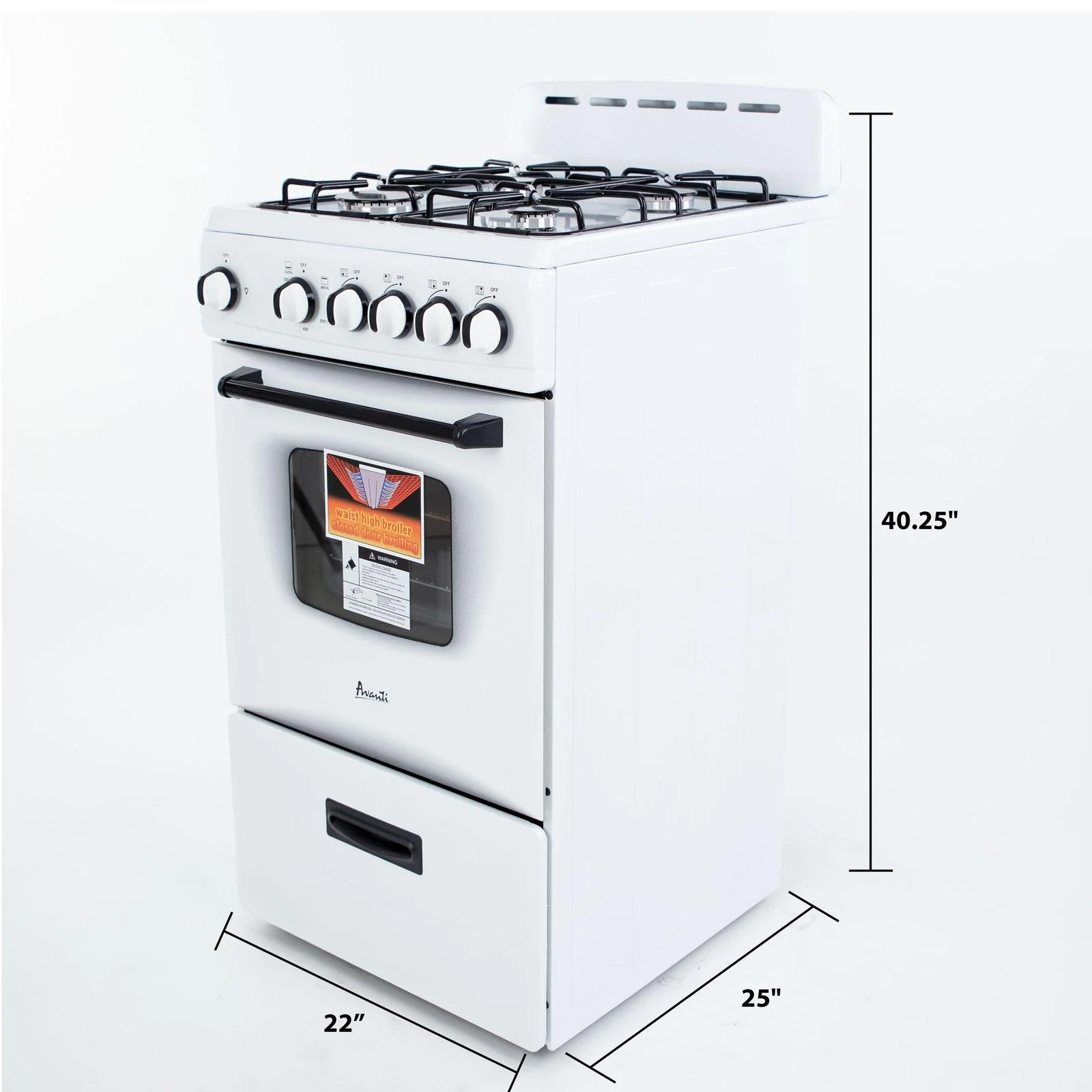 GR2013CSS Avanti 20" Compact Gas Range Oven - Stainless Steel - Image 11