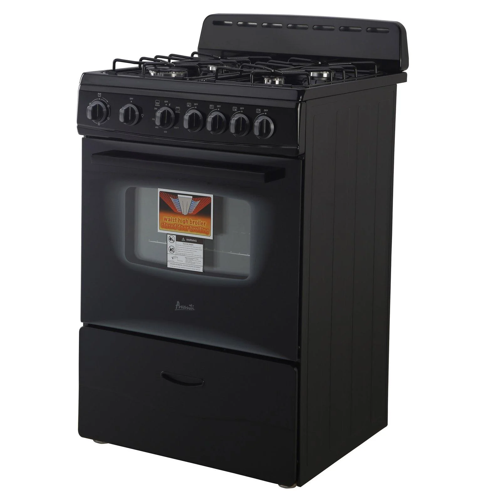 GR2415CB Avanti 24" Compact Gas Range Oven - Black - Image 7