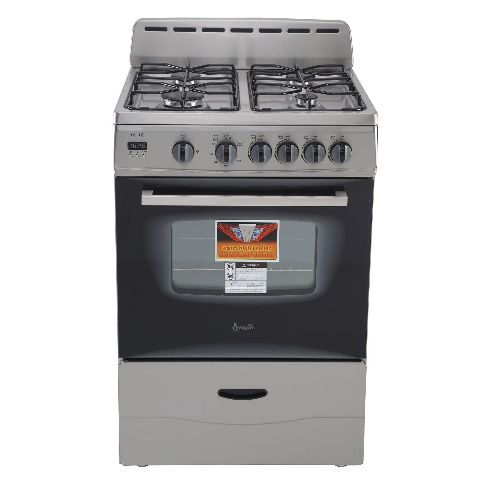 GR2416CSS Avanti 24" Compact Gas Range Oven - Stainless Steel