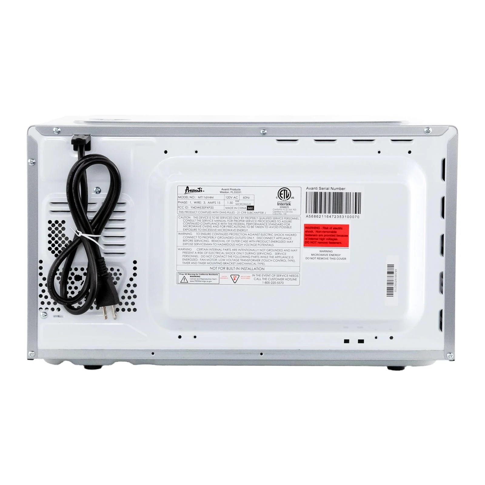 MT116V4M Avanti 1.1 cu. ft. Microwave Oven - Image 11