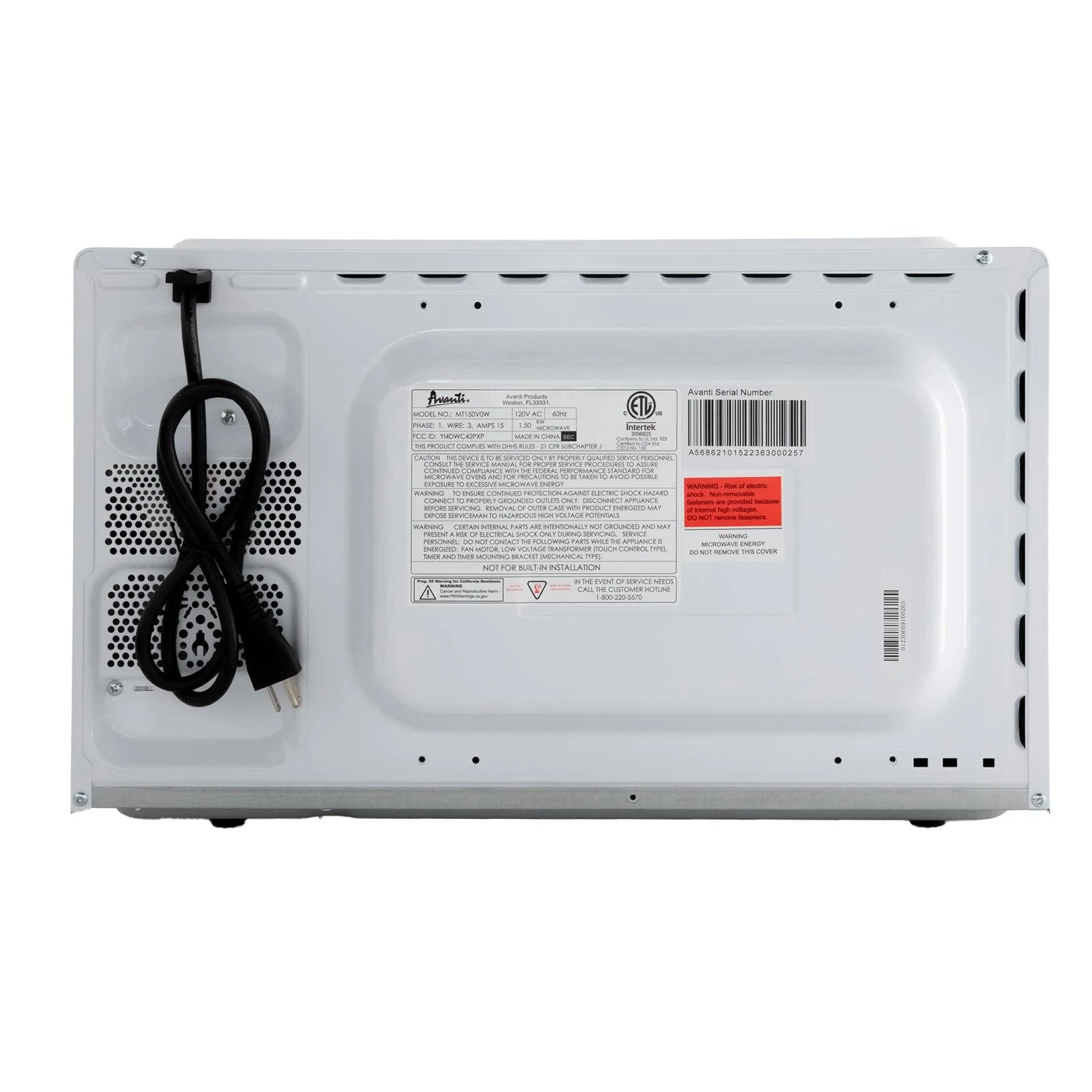 MT150V0W Avanti 1.5 cu. ft. Microwave Oven - White - Image 20