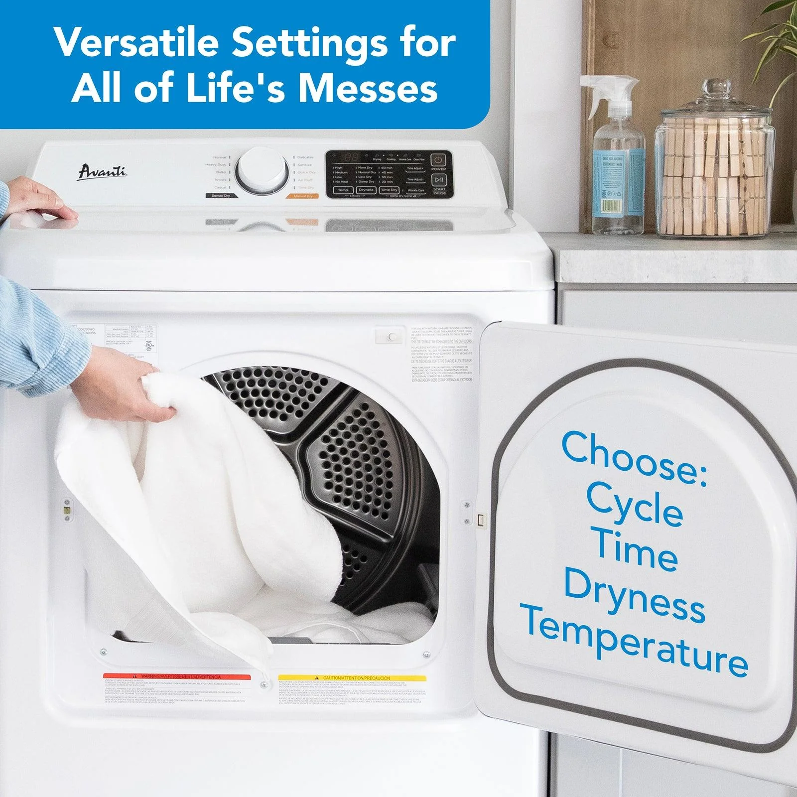 SED70D0W Avanti Front Load Electric Clothes Dryer, 7.0 cu. ft. Capacity - White / 7.0 cu. ft. - Image 5