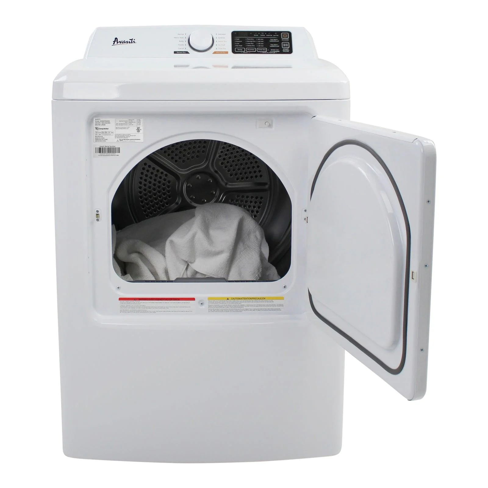 SGD70D0WG Avanti Front Load Gas Vented Clothes Dryer, 7.0 cu. ft. Capacity - White / 7.0 cu. ft. - Image 7