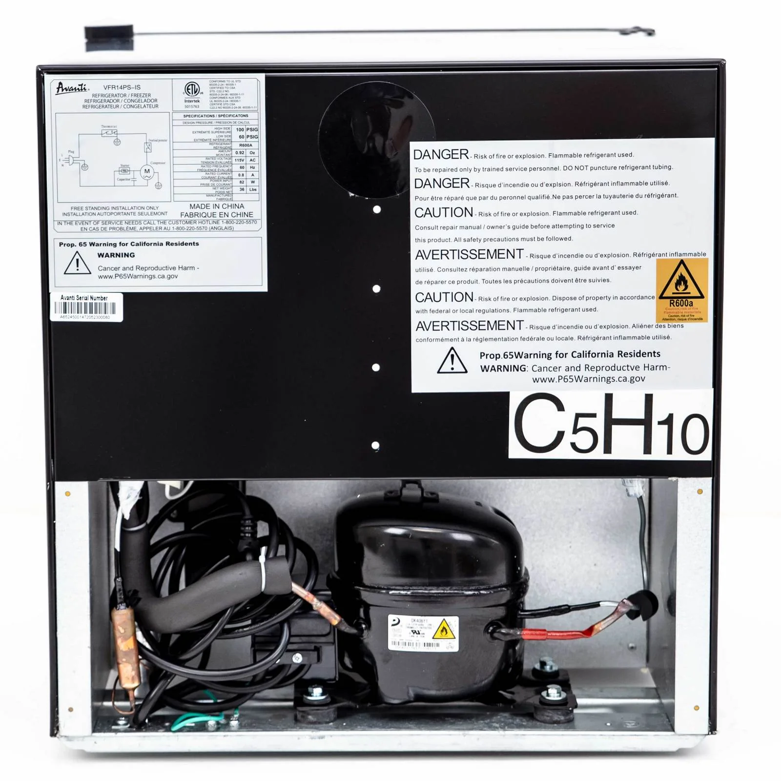 Avanti 1.4 cu. ft. Refrigerator or Freezer - Platinum finish with Black Cabinet / 1.4 cu. ft. - Image 7