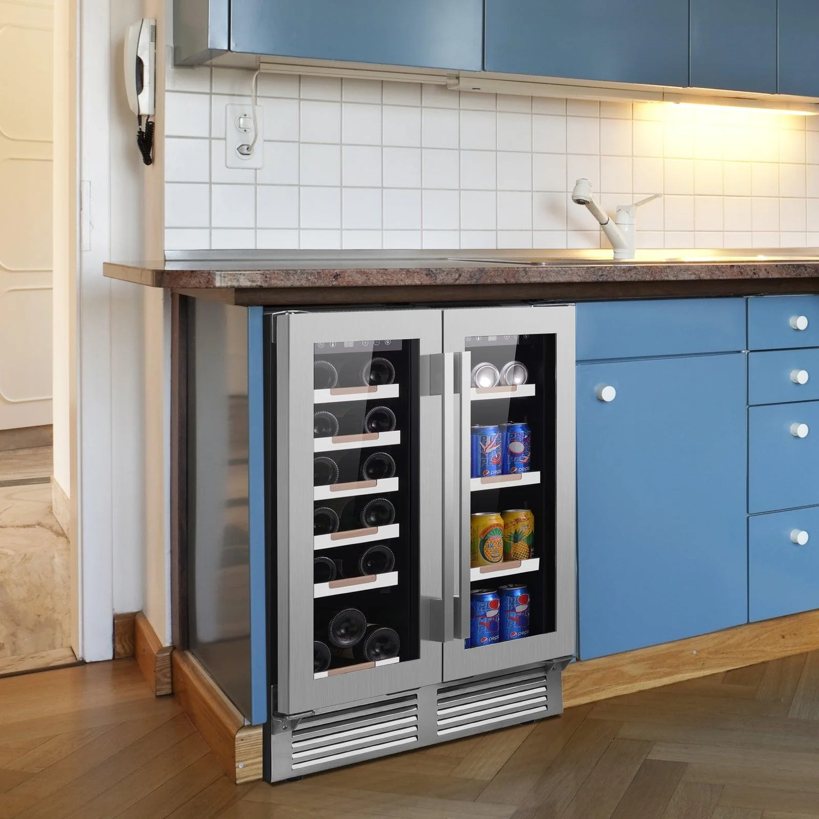 WBE1956Z3S Avanti ELITE Side by Side Wine and Beverage Cooler - Stainless Steel / 19 Bottles / 56 12 oz. Cans - Image 3