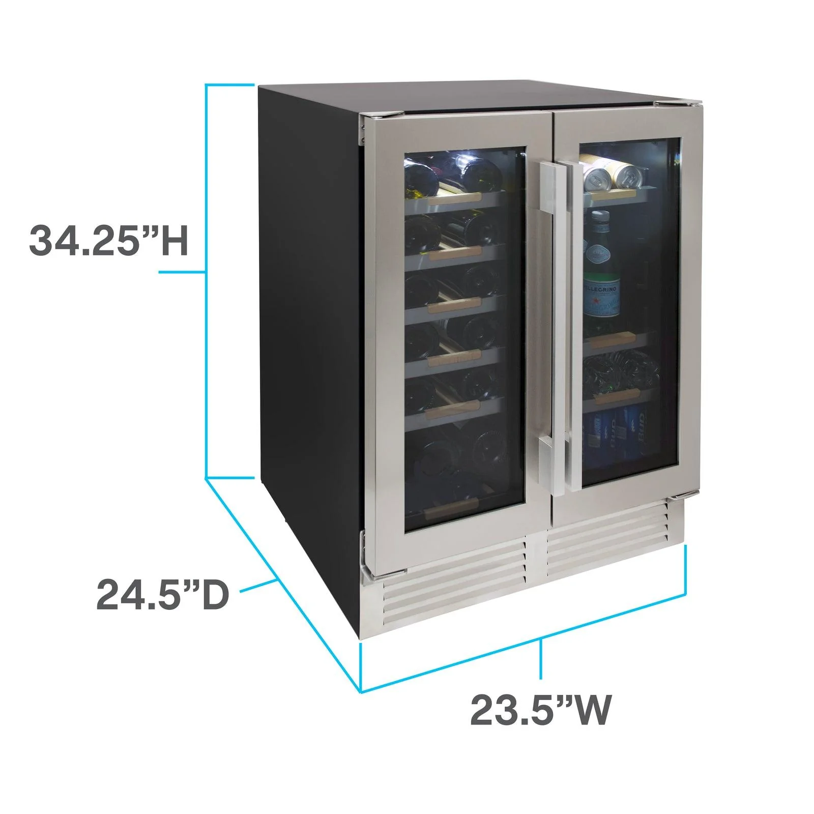 WBE1956Z3S Avanti ELITE Side by Side Wine and Beverage Cooler - Stainless Steel / 19 Bottles / 56 12 oz. Cans - Image 5