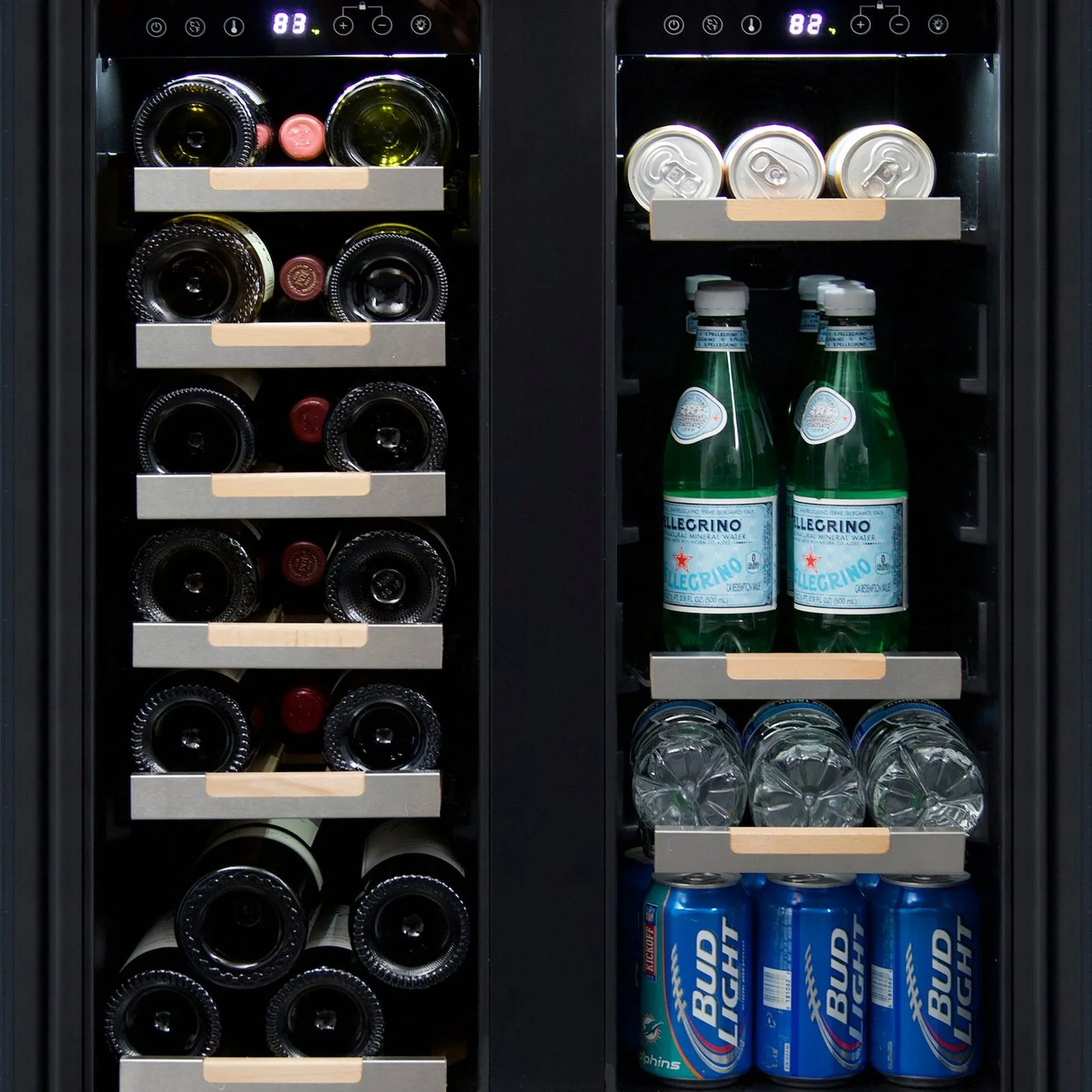 WBE1956Z3S Avanti ELITE Side by Side Wine and Beverage Cooler - Stainless Steel / 19 Bottles / 56 12 oz. Cans - Image 8