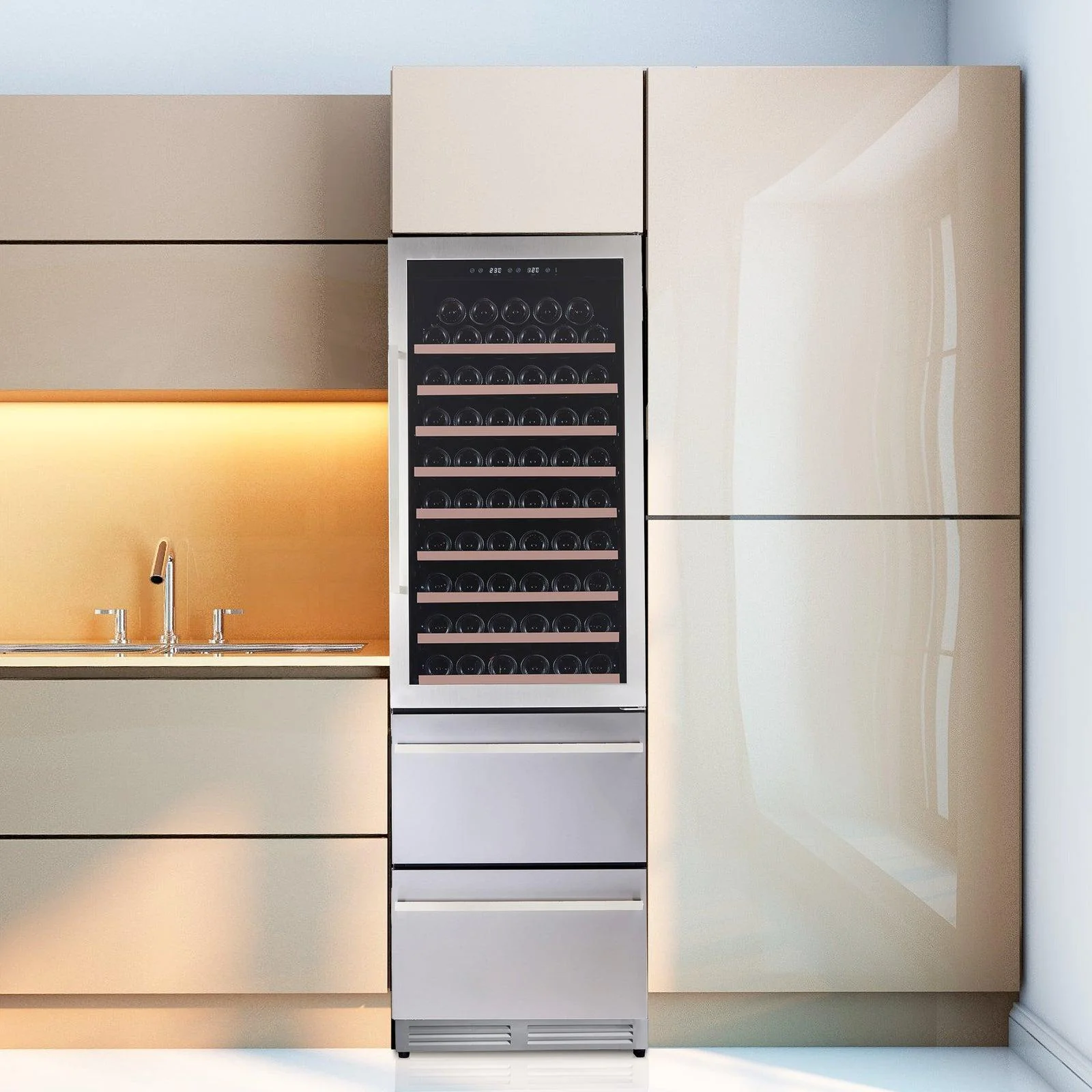 WCDD108E3S Avanti ELITE Series Wine Cooler, 2-Drawer Beverage Center, Stainless Steel - Stainless Steel / 108 Bottles - Image 3