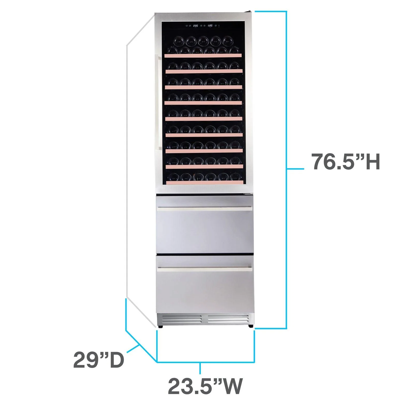 WCDD108E3S Avanti ELITE Series Wine Cooler, 2-Drawer Beverage Center, Stainless Steel - Stainless Steel / 108 Bottles - Image 4