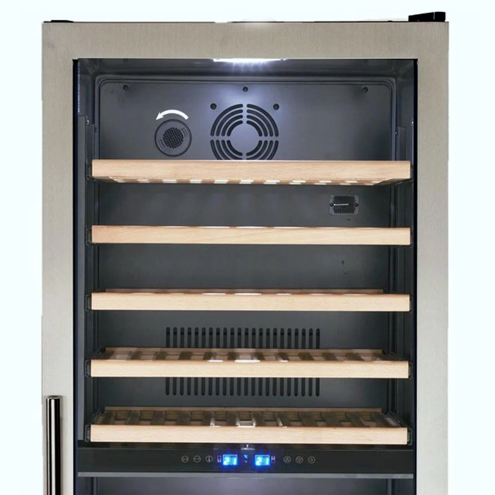 Avanti 154 Bottle DESIGNER Series Dual-Zone Wine Cooler - Stainless Steel with Black Cabinet / 154 Bottles - Image 6
