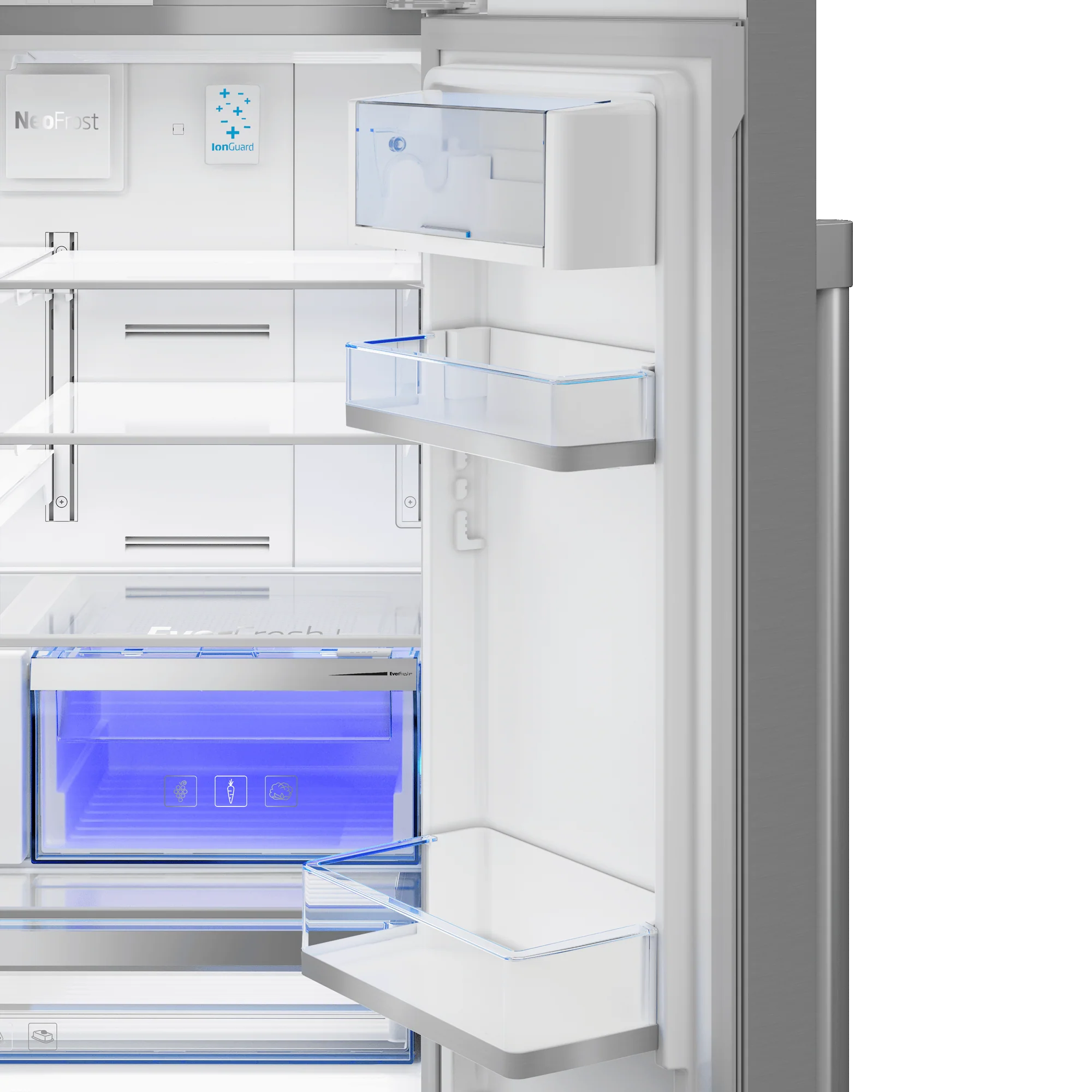 36" French Three-Door Stainless Steel Refrigerator with Auto Ice Maker, Water Dispenser - Image 6
