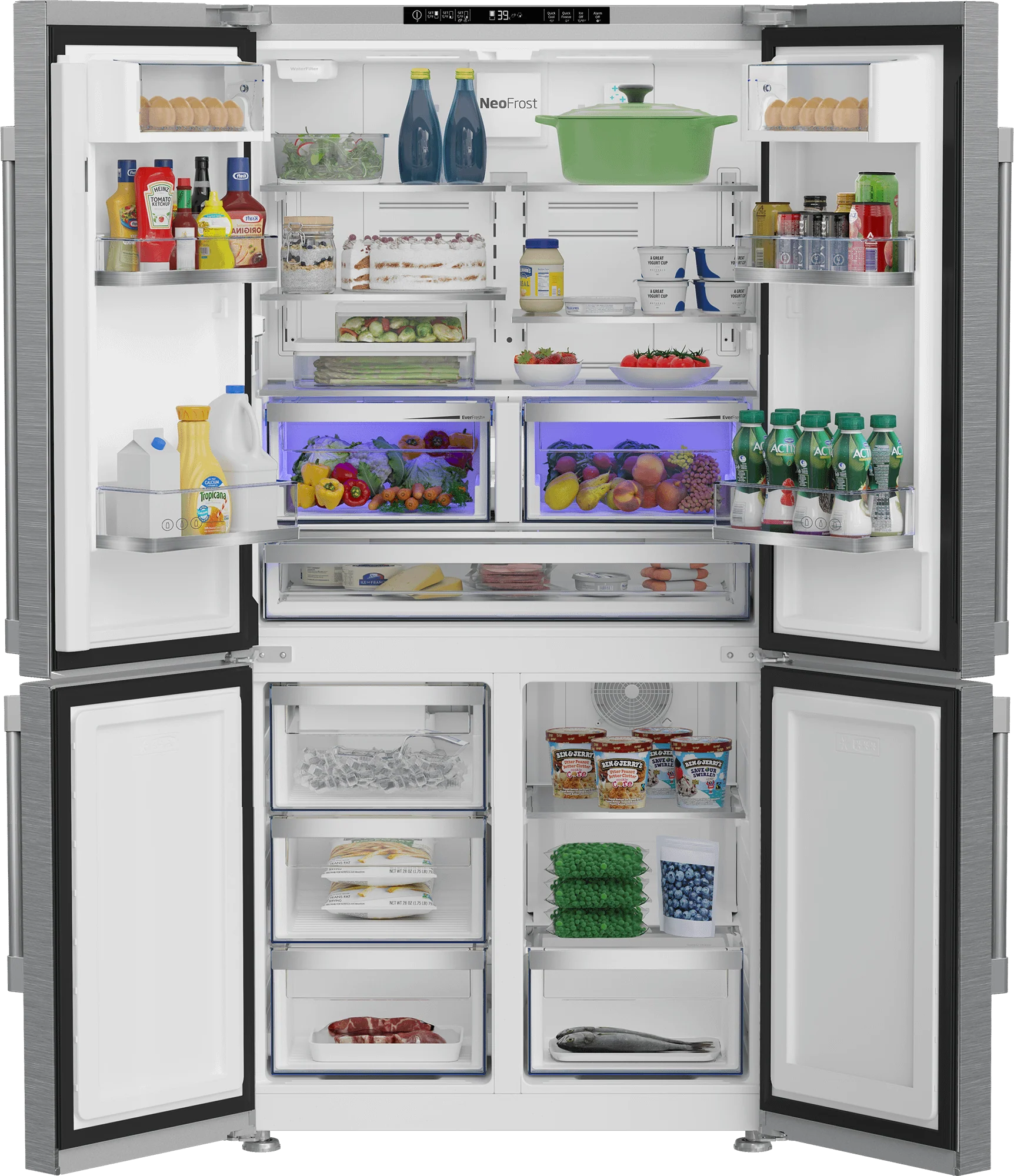 Beko BFFD3626SS 36" French Four-Door Stainless Steel Refrigerator with auto Ice Maker, Water Dispenser - Image 3