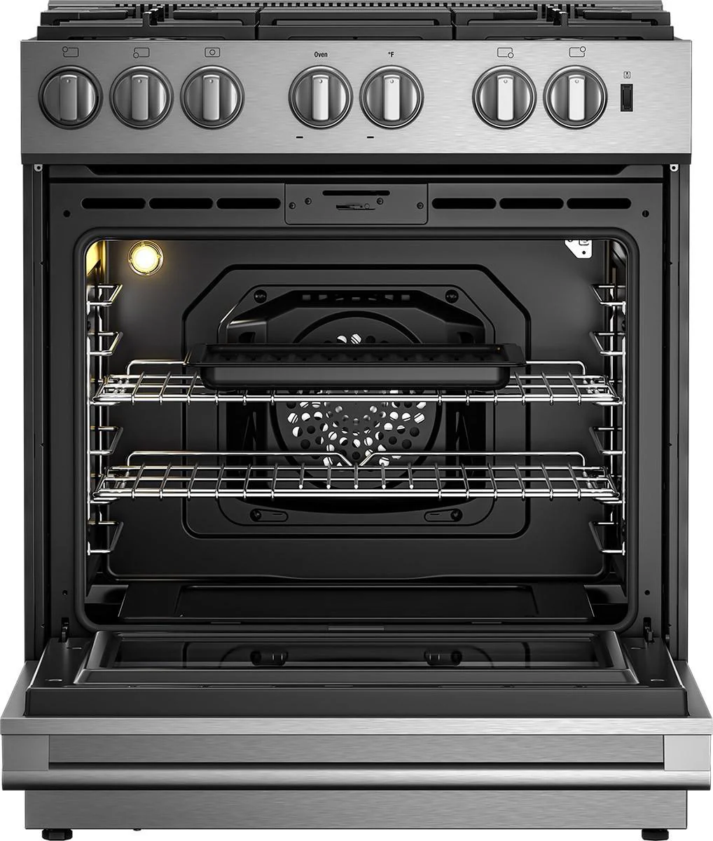 Blomberg Appliances BDF30522SS 30in Dual Fuel 5 burner range with 5.7 cu ft self clean oven, slide-in style - Image 6