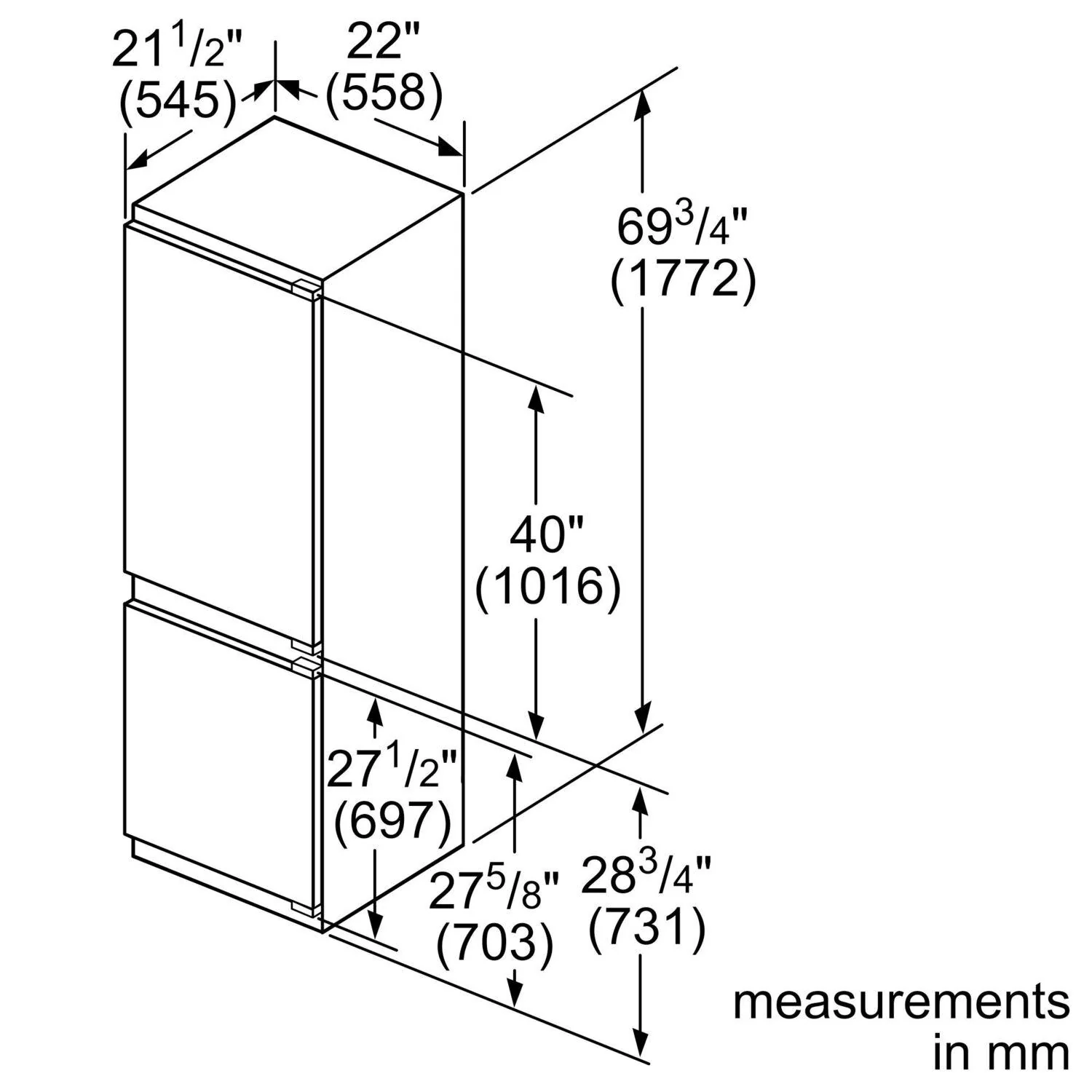 Bosch B09IB91NSP 800 Series, built-in fridge-freezer with freezer at bottom, soft close flat hinge - Image 11