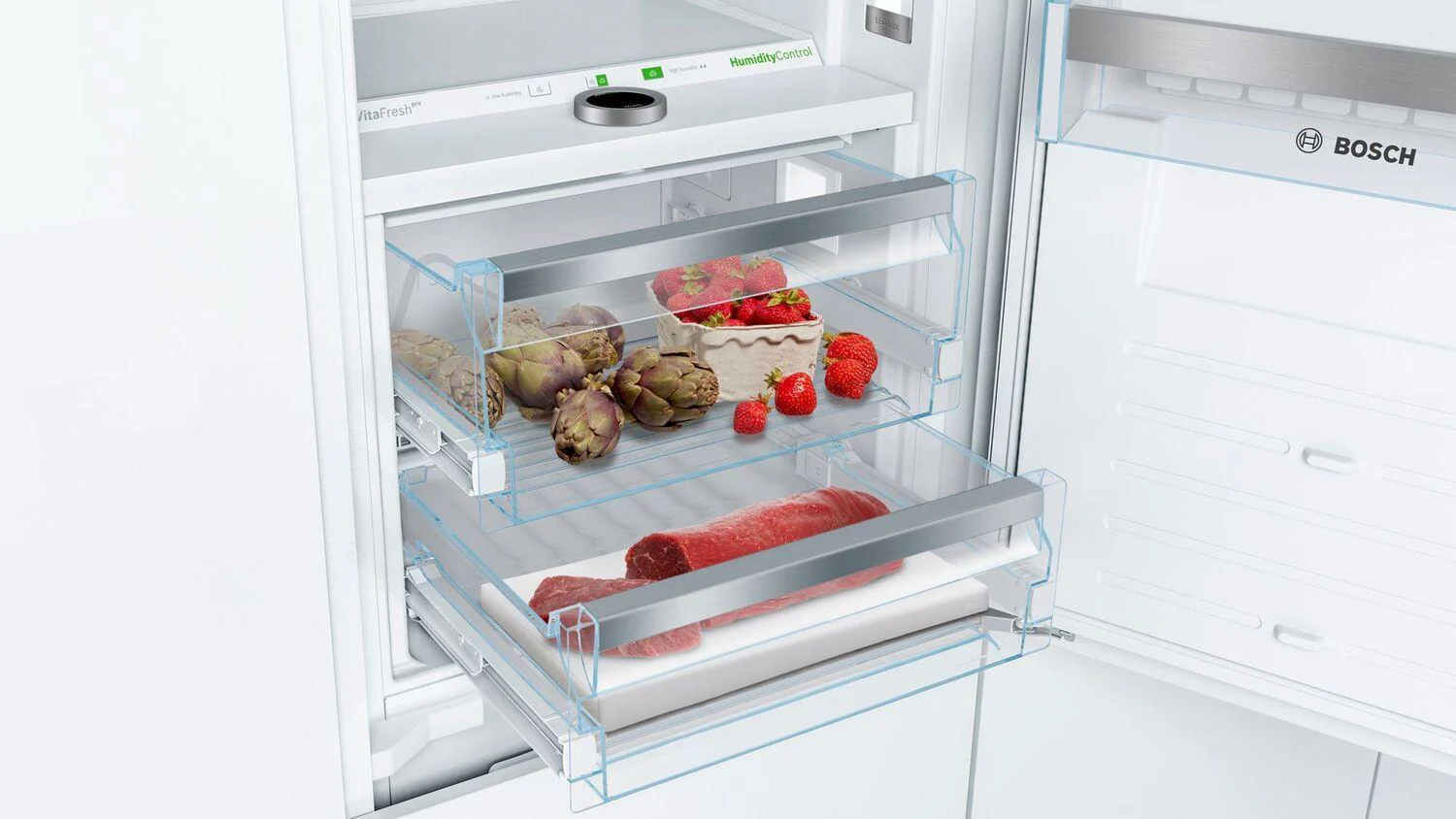 Bosch B09IB91NSP 800 Series, built-in fridge-freezer with freezer at bottom, soft close flat hinge - Image 5