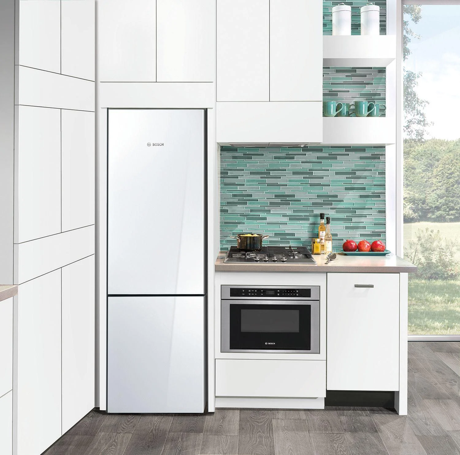 Bosch B10CB81NVW 800 Series Free-standing fridge-freezer with freezer at bottom, glass door 23.5" White - Image 7