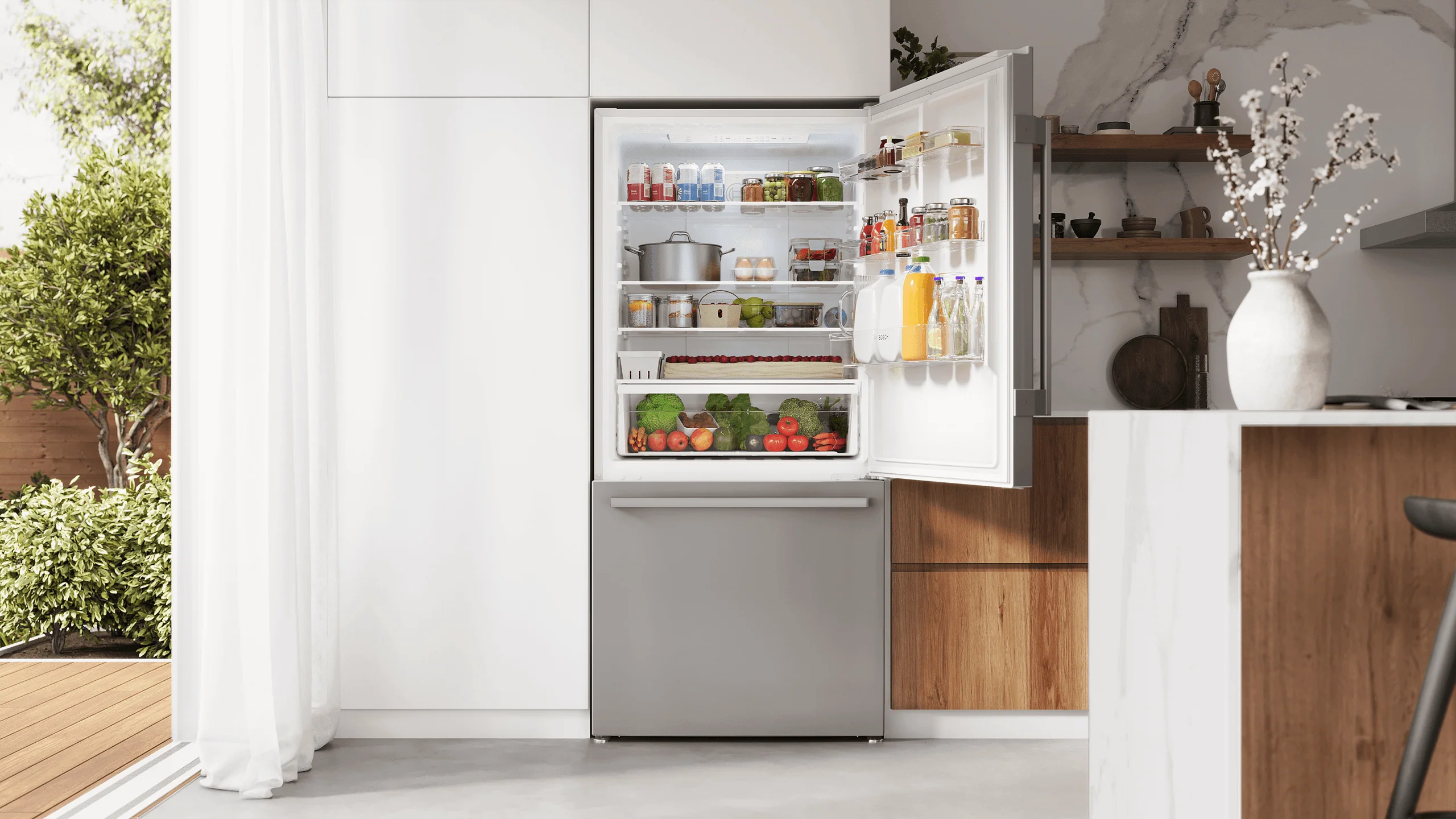 Bosch B33CM10SNS 100 Series, free-standing fridge-freezer with freezer at bottom, Brushed steel (with anti-fingerprint), Total No Frost - Image 12