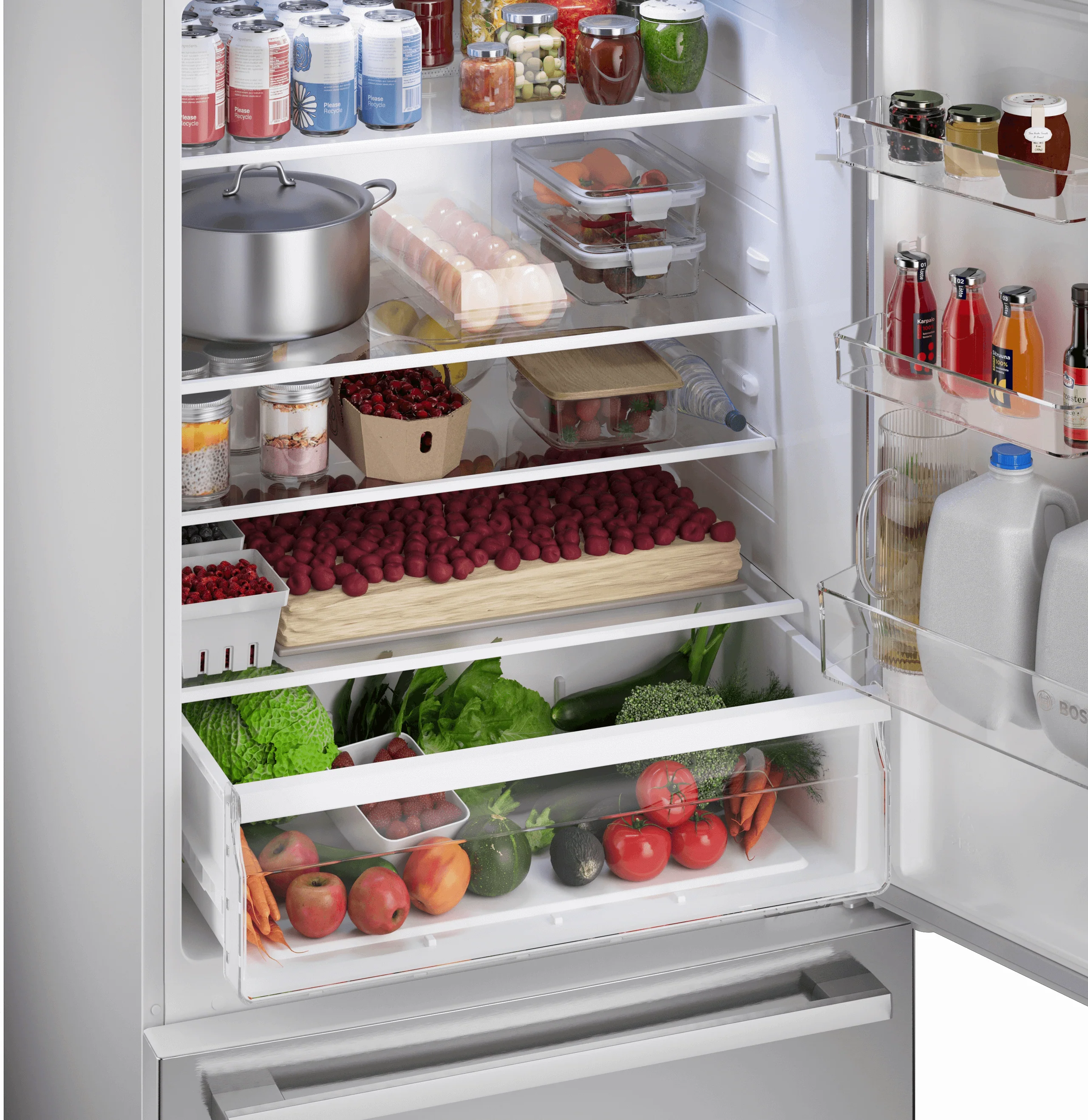 Bosch B33CM10SNS 100 Series, free-standing fridge-freezer with freezer at bottom, Brushed steel (with anti-fingerprint), Total No Frost - Image 5