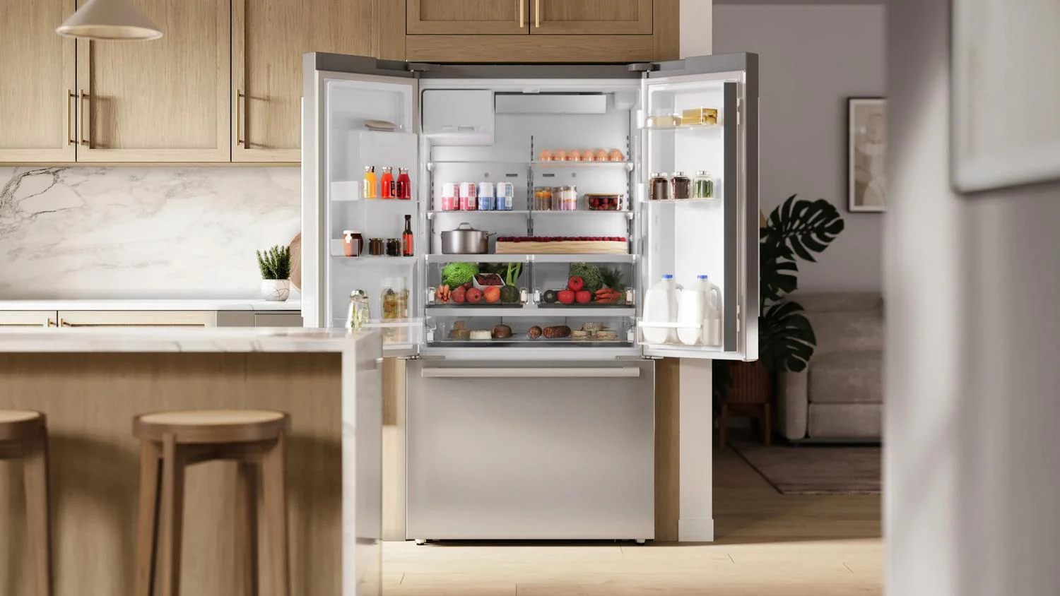 Bosch B36CD52SNS 500 Series, French Door Bottom freezer, multi door, 36'', Brushed steel (with anti-fingerprint), Total No Frost - Image 5