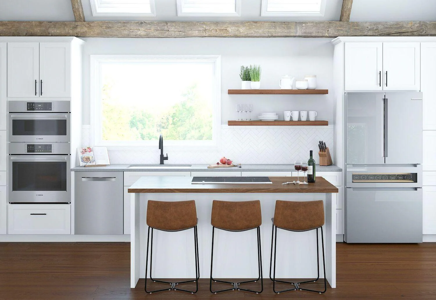 Bosch B36CL81ENG 800 Series, French Door Bottom Mount Refrigerator, Glass door, 36'', Stainless steel - Image 2