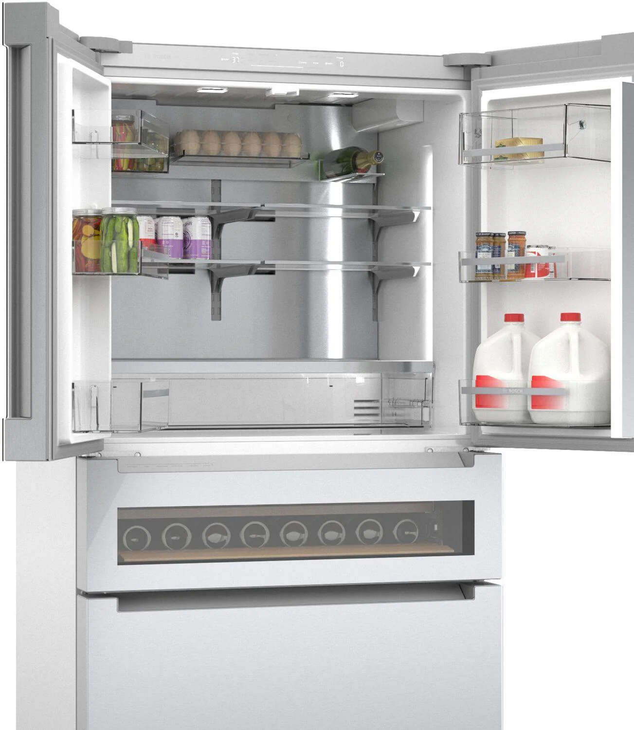 Bosch B36CL81ENG 800 Series, French Door Bottom Mount Refrigerator, Glass door, 36'', Stainless steel - Image 6