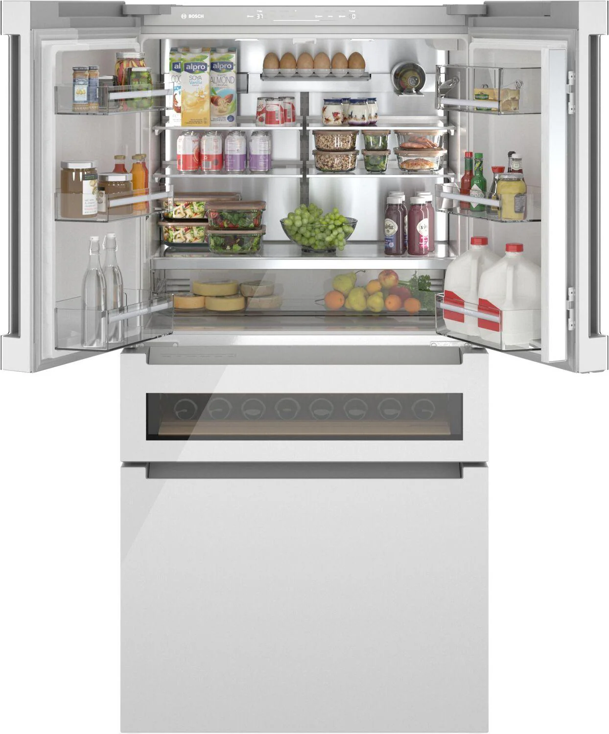 Bosch B36CL81ENW 800 Series, French Door Bottom Mount Refrigerator, Glass door, 36'', White, Total No Frost - Image 4