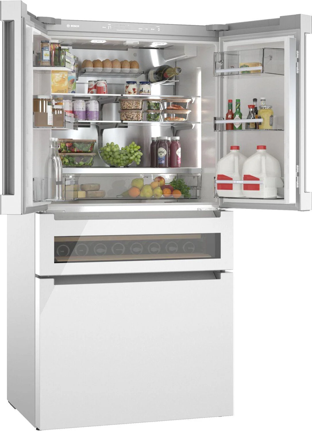 Bosch B36CL81ENW 800 Series, French Door Bottom Mount Refrigerator, Glass door, 36'', White, Total No Frost - Image 5