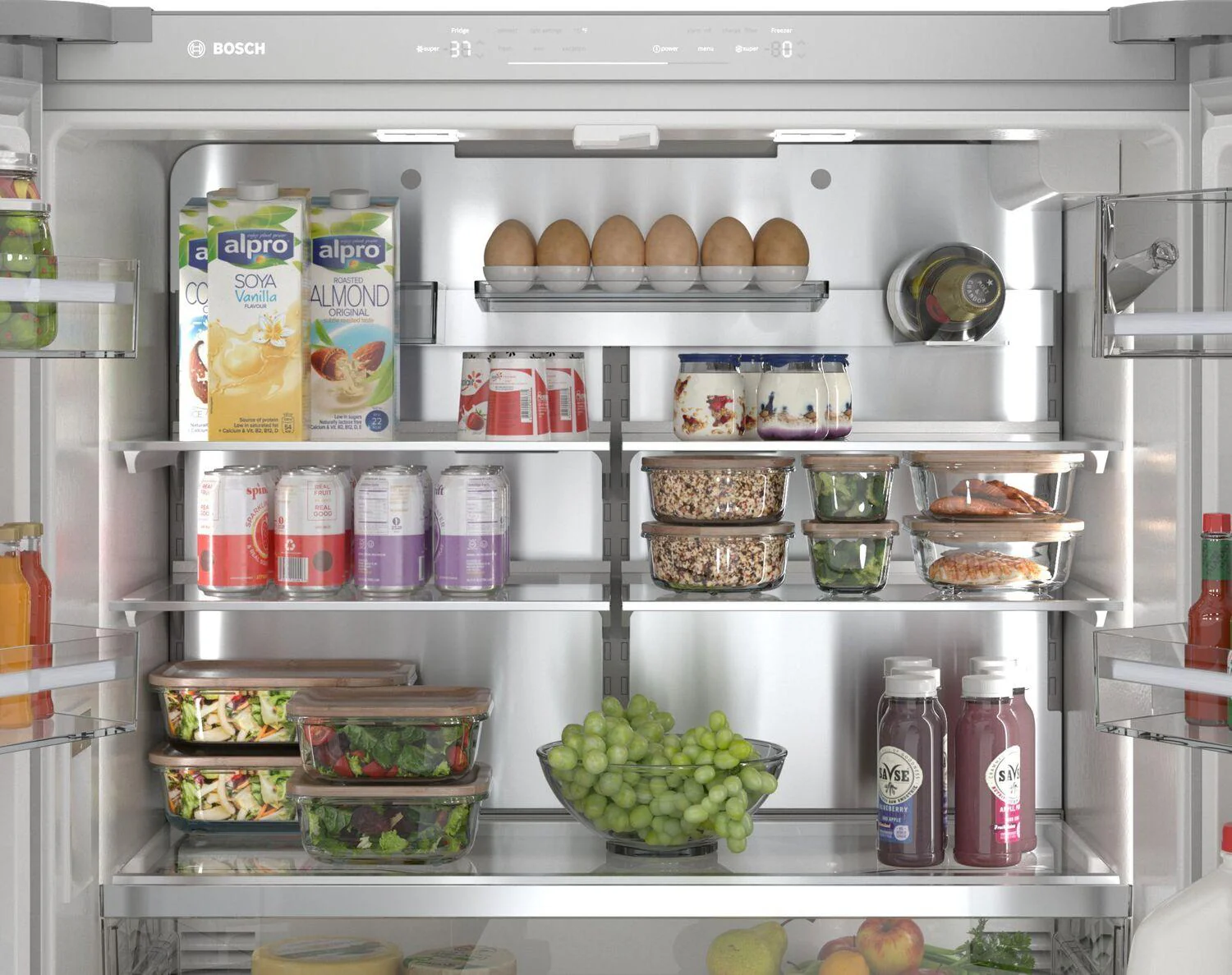 Bosch B36CL81ENW 800 Series, French Door Bottom Mount Refrigerator, Glass door, 36'', White, Total No Frost - Image 8