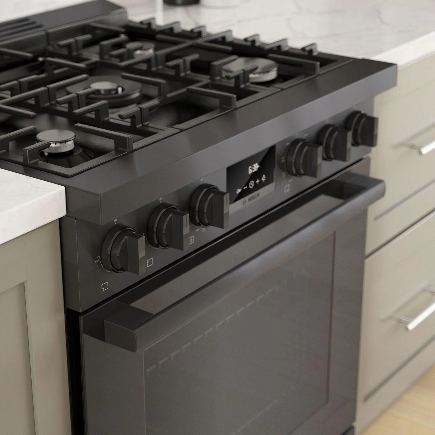 Bosch HDS8045U 800 Series, Dual fuel freestanding range, 30'', Black stainless steel - Image 14