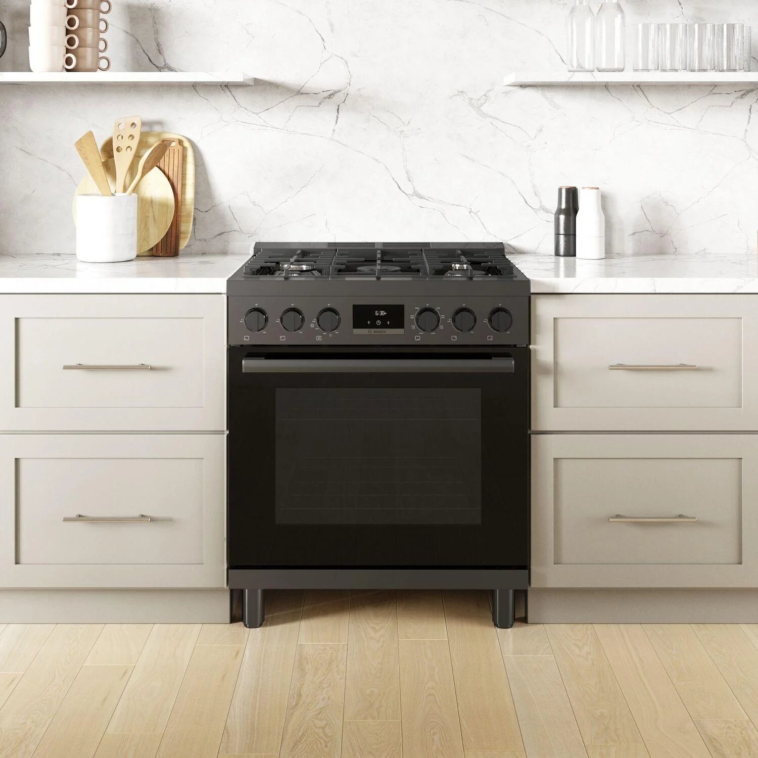 Bosch HDS8045U 800 Series, Dual fuel freestanding range, 30'', Black stainless steel - Image 18