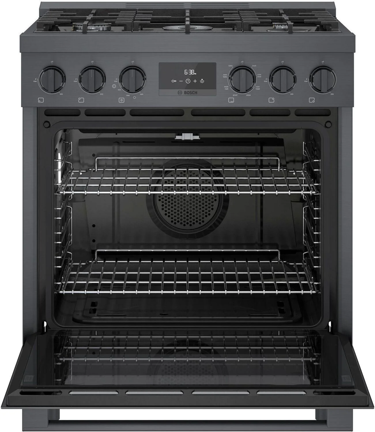 Bosch HDS8045U 800 Series, Dual fuel freestanding range, 30'', Black stainless steel - Image 2