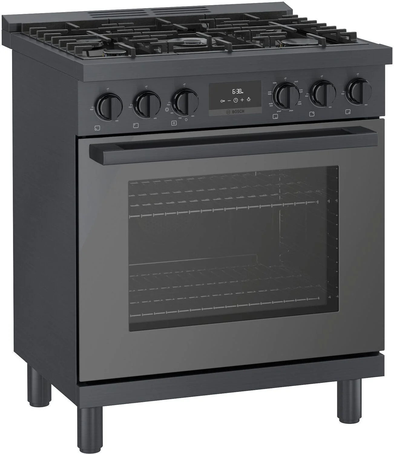 Bosch HDS8045U 800 Series, Dual fuel freestanding range, 30'', Black stainless steel - Image 5