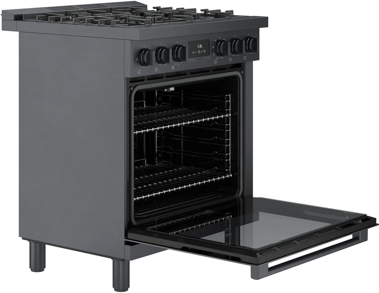 Bosch HDS8045U 800 Series, Dual fuel freestanding range, 30'', Black stainless steel - Image 6