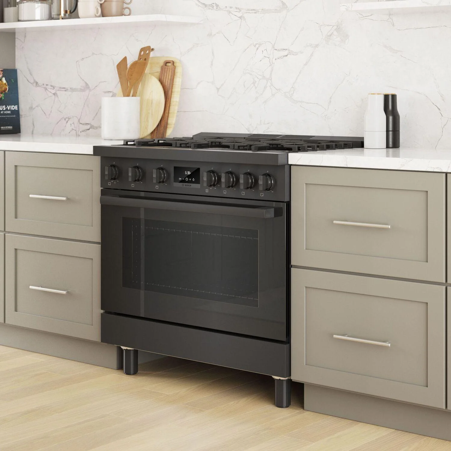 Bosch HDS8645U 800 Series, Dual fuel freestanding range, 36'', Black stainless steel - Image 13