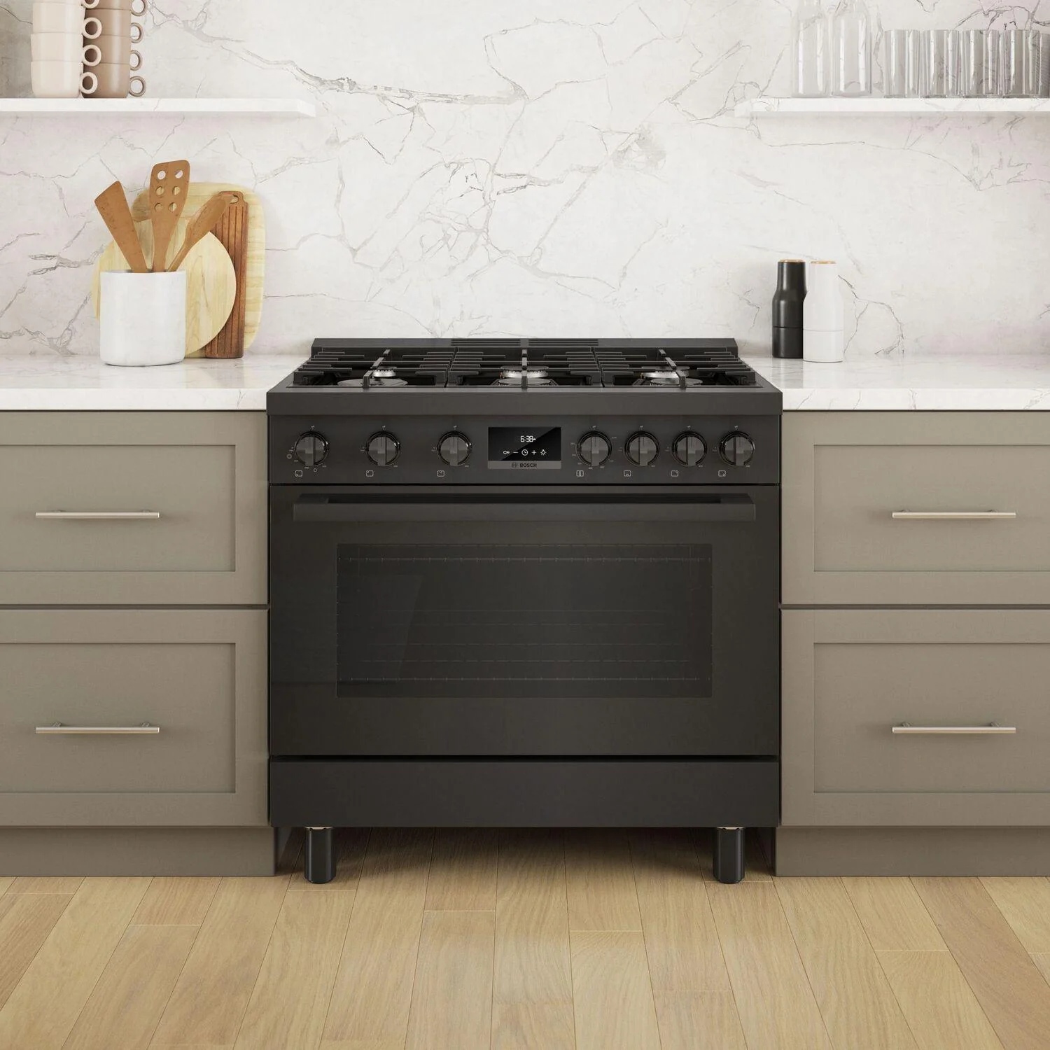Bosch HDS8645U 800 Series, Dual fuel freestanding range, 36'', Black stainless steel - Image 14