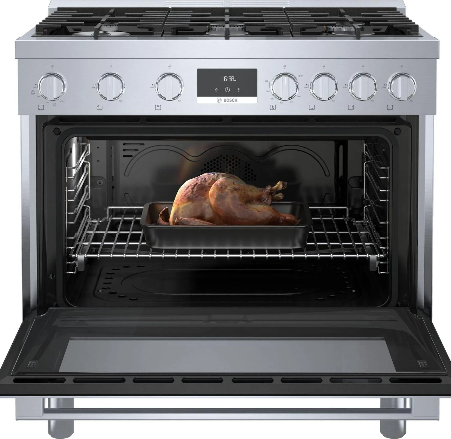 Bosch HDS8655U 800 Series, Dual fuel freestanding range, 36'', Stainless steel - Image 2