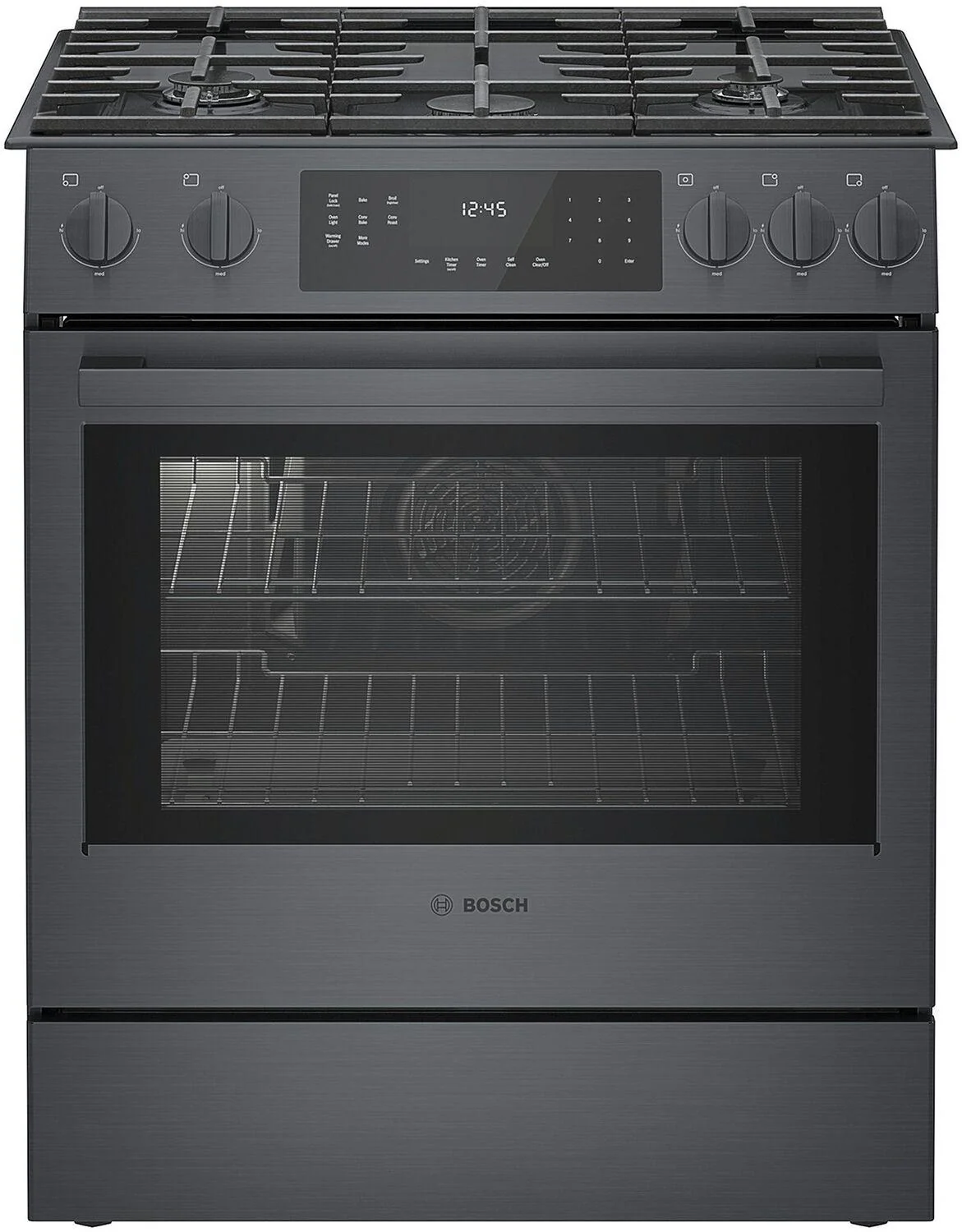 Bosch HGI8046UC 800 Series, Gas slide-in range, 30'', Black stainless steel