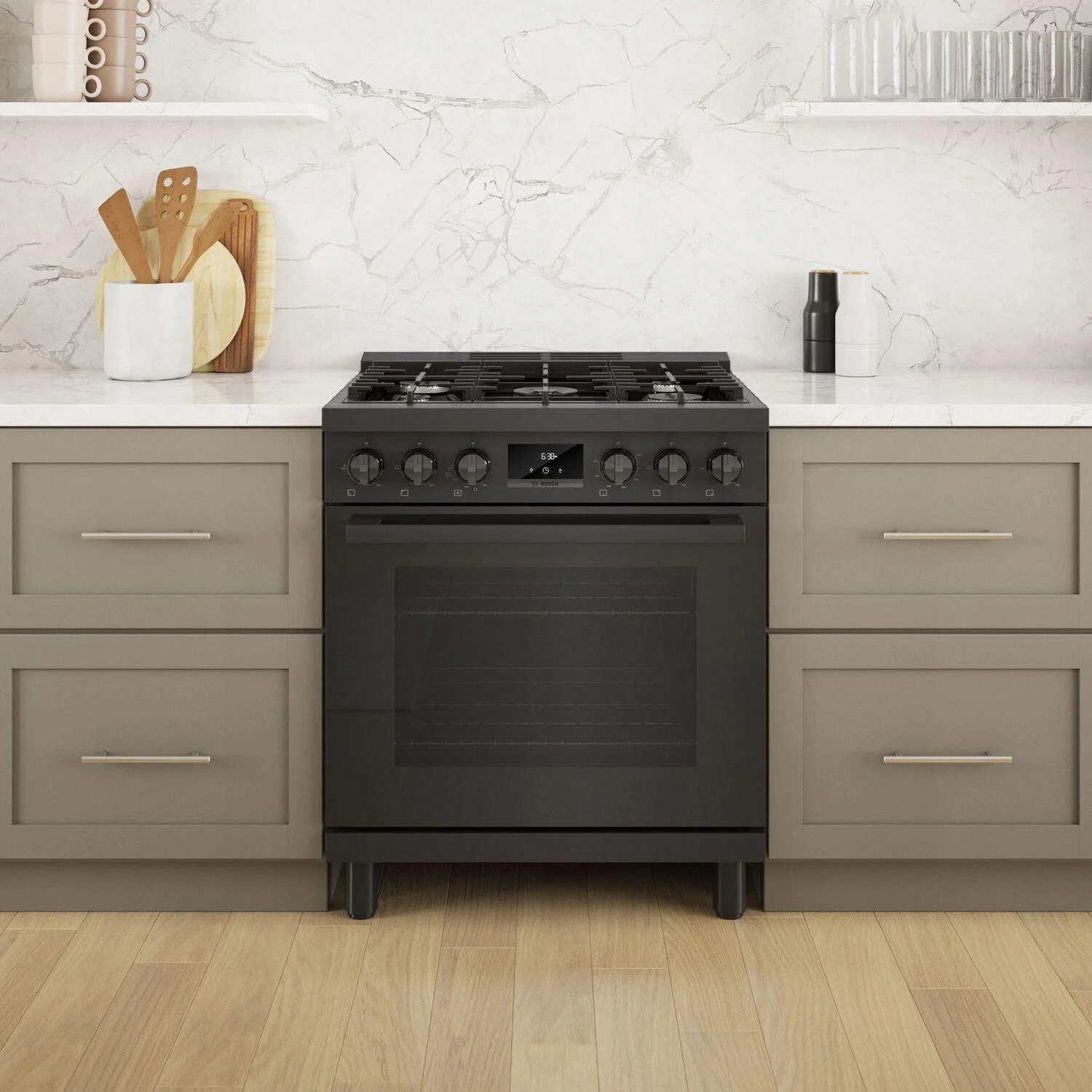 Bosch HGS8045UC 800 Series, Gas freestanding range, 30'', Black stainless steel - Image 16