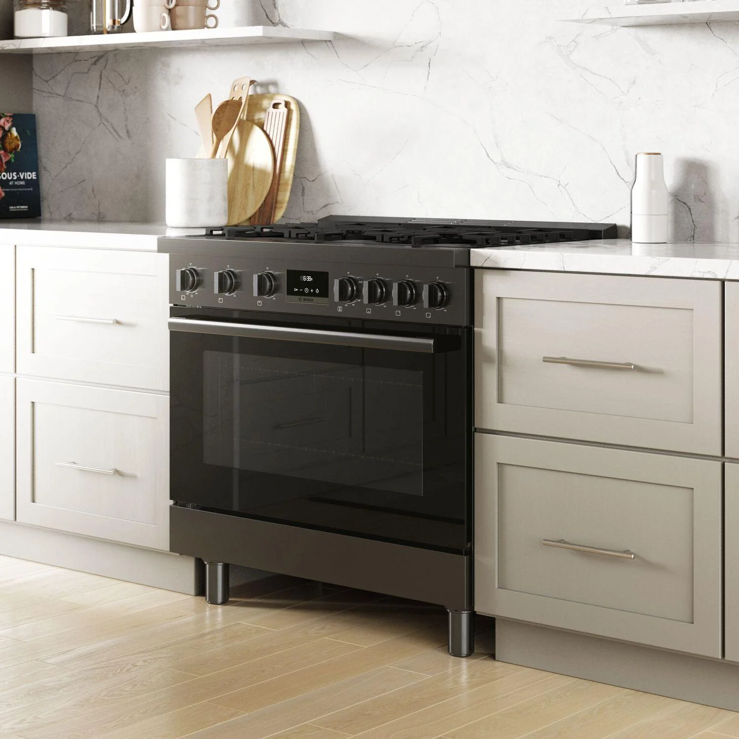 Bosch HGS8645UC 800 Series, Gas freestanding range, 36'', Black stainless steel - Image 17