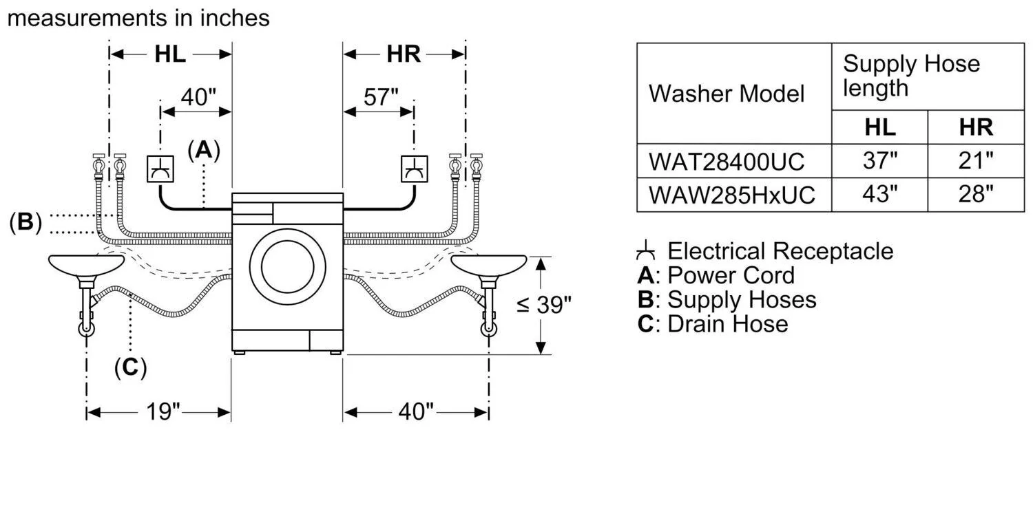 Bosch 800 Series Compact Washer 1400 rpm WAW285H2UC - Image 17
